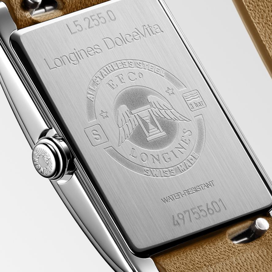 Longines Longines DolceVita L5.255.0.71.B  — детали корпуса и кожаный