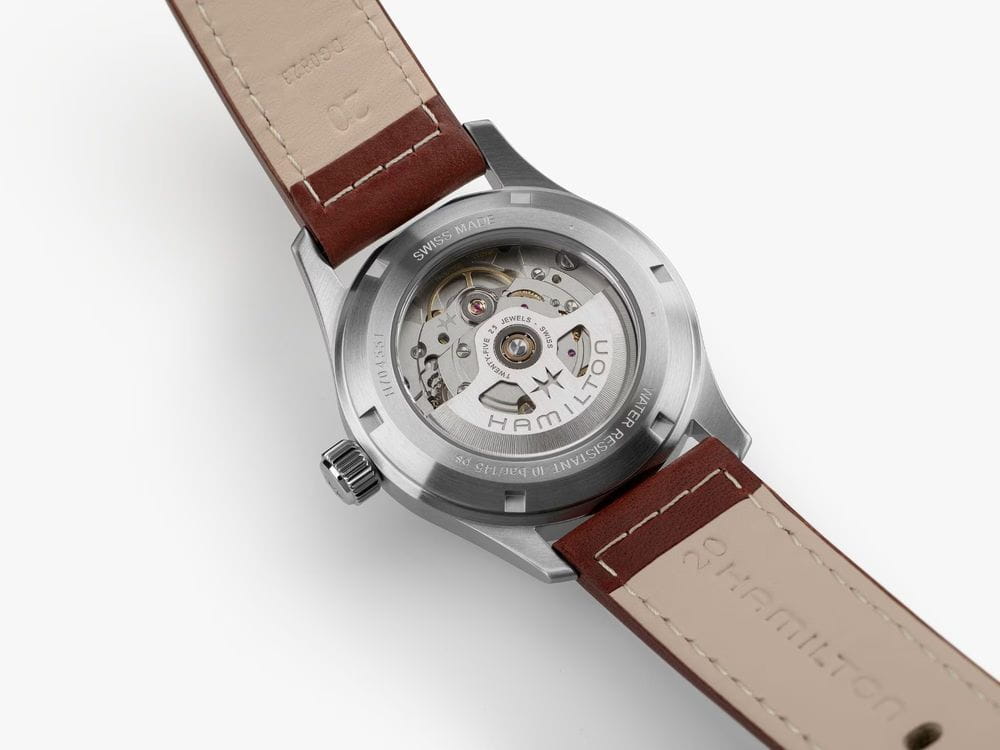 Hamilton Hamilton Khaki Field Auto H70455560 механические мужские часы часы крупный план зеленый циферблата