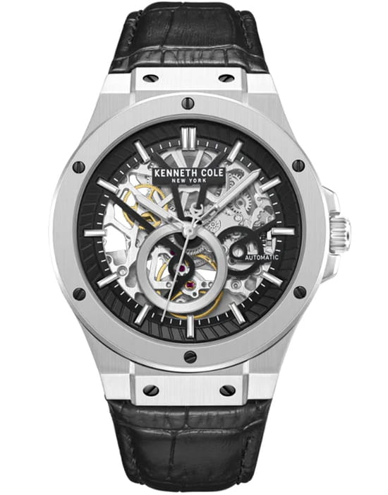 Kenneth Cole Kenneth Cole Automatic KCWGX0080804  KCWGX0080804 механические мужские часы белый циферблат, браслет кожаный — вид спереди