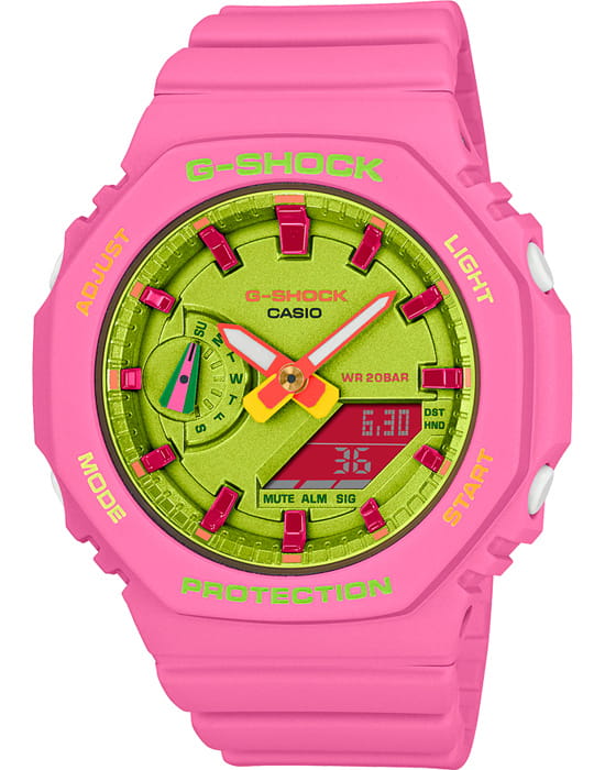 Casio Casio G-Shock GMA-S2100BS-4ADR (GMA-S2100BS-4A)  GMA-S2100BS-4ADR электронные женские часы зеленый циферблат, браслет пластик — вид спереди