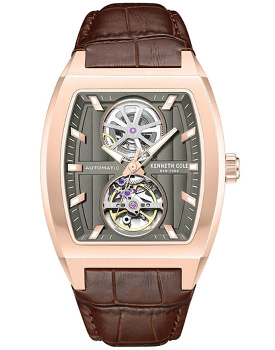 Kenneth Cole Kenneth Cole Automatic KCWGX0058803  KCWGX0058803 механические мужские часы серый циферблат, браслет кожаный — вид спереди