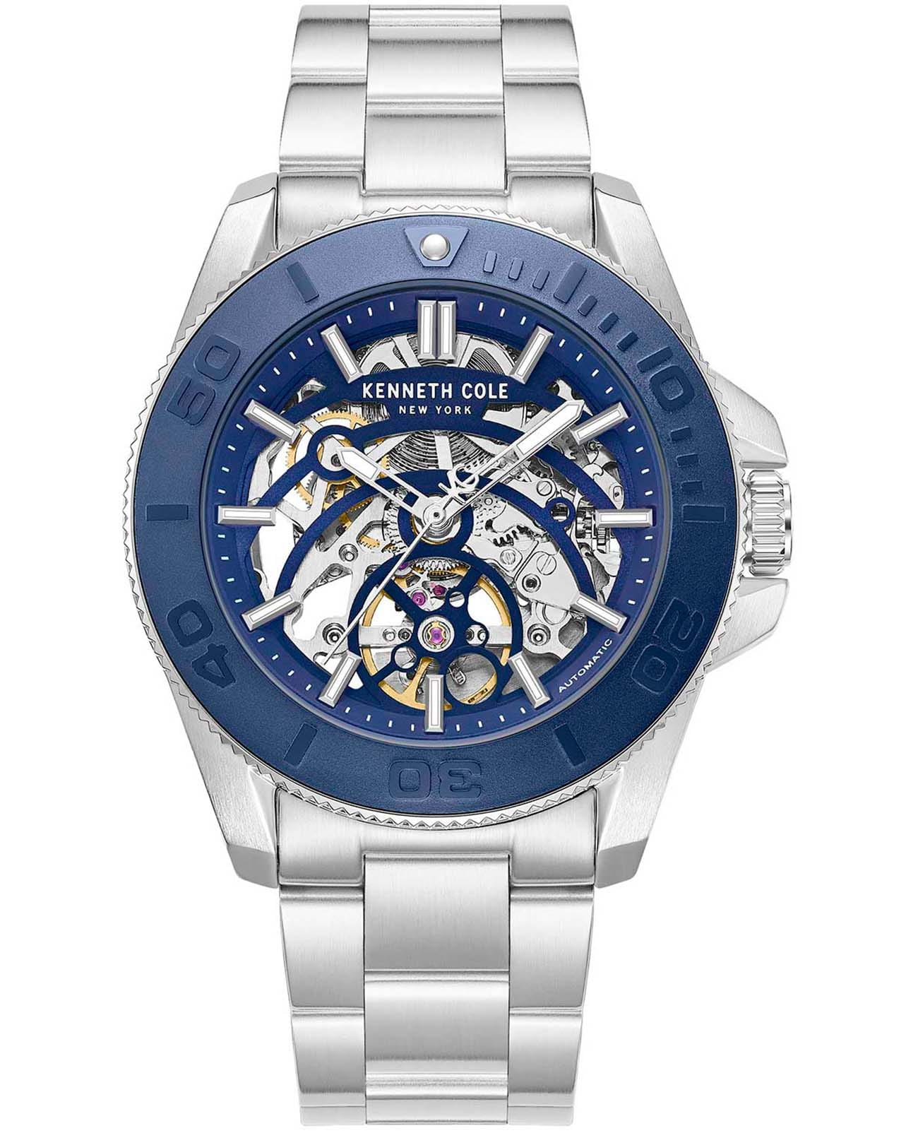 Kenneth Cole Kenneth Cole Automatic KCWGY0076501  KCWGY0076501 механические мужские часы синий циферблат, браслет нержавеющая сталь — вид спереди