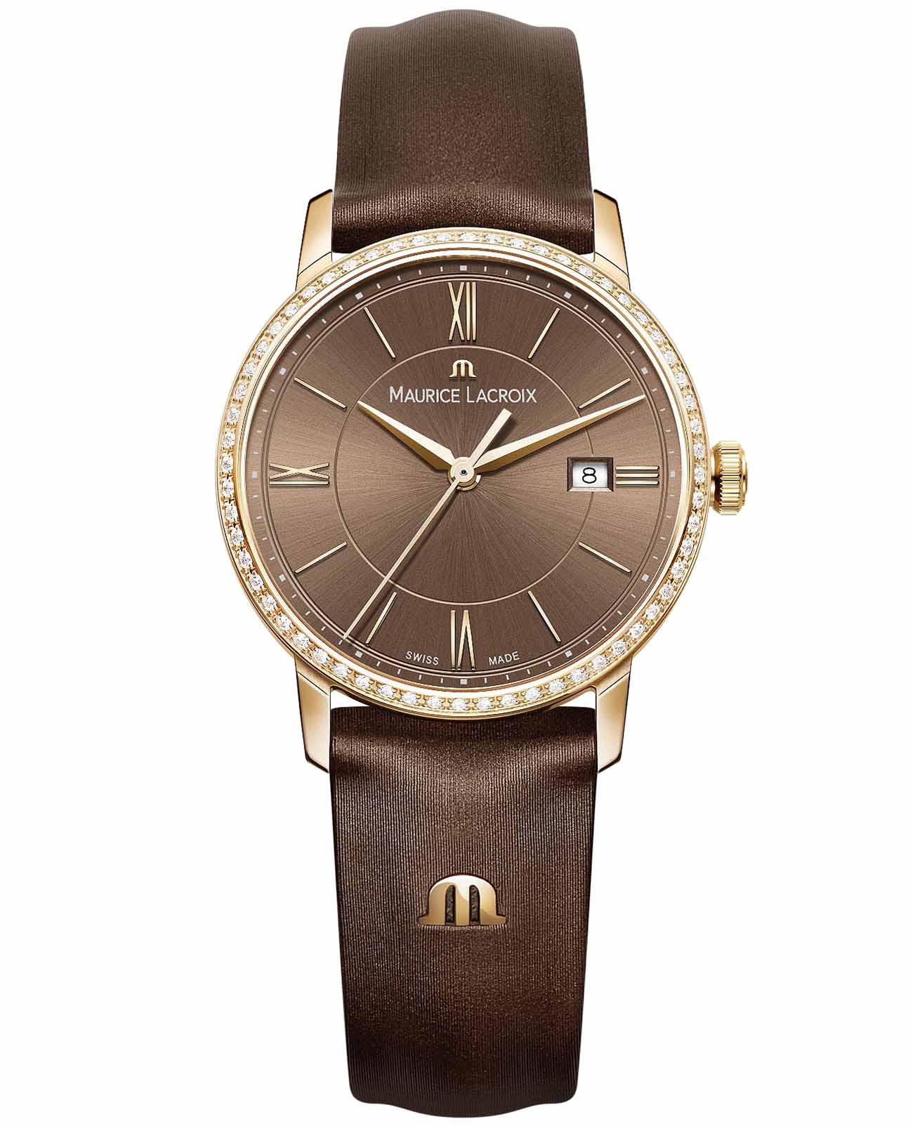 Maurice Lacroix Maurice Lacroix Eliros EL1094-PVPD1-710-1  EL1094-PVPD1-710-1 кварцевые женские часы коричневый циферблат, браслет кожаный — вид спереди