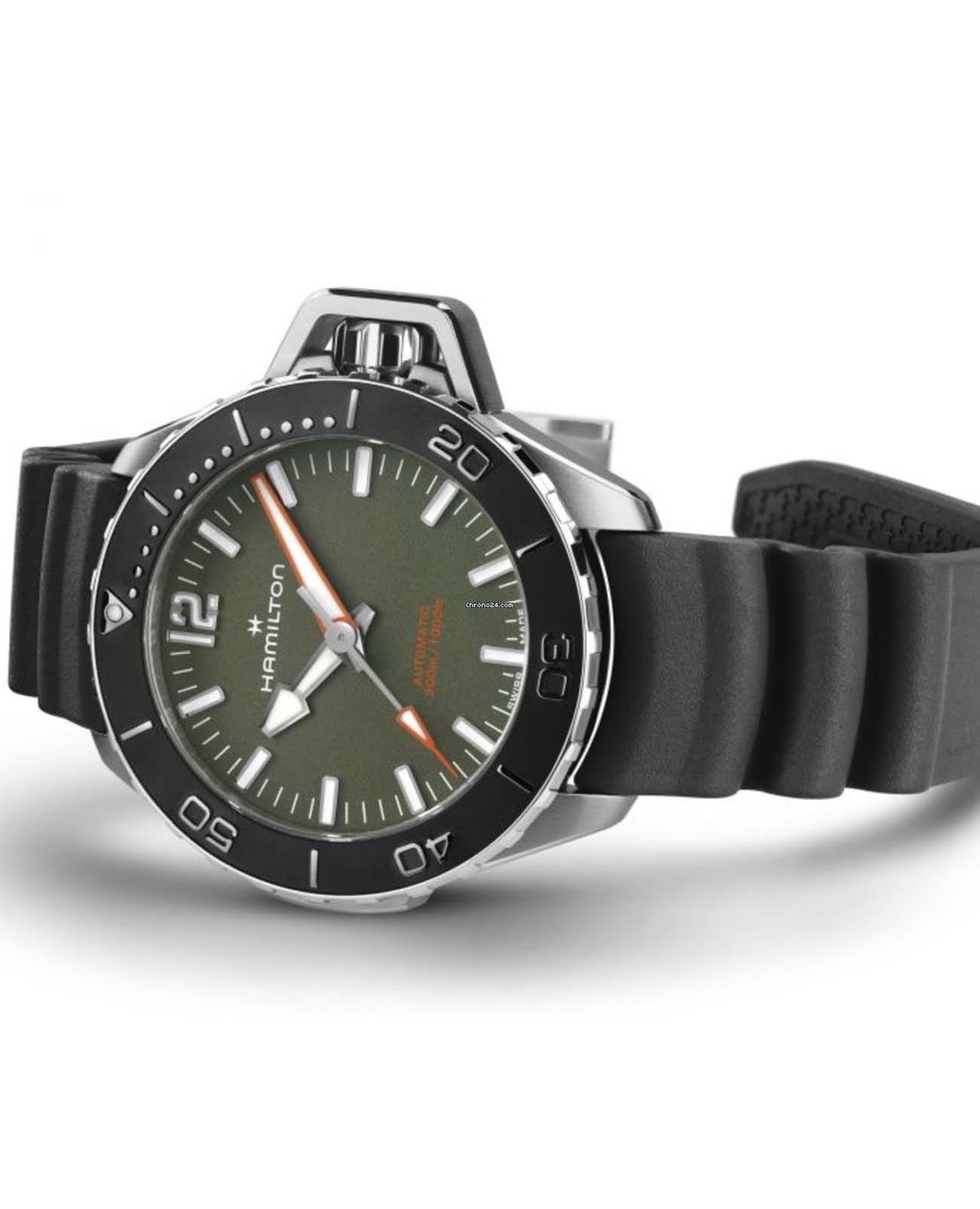 Оригинальные часы Hamilton Hamilton Khaki Navy Frogman Auto H77455360 механические калибр механизма h-10 общий вид