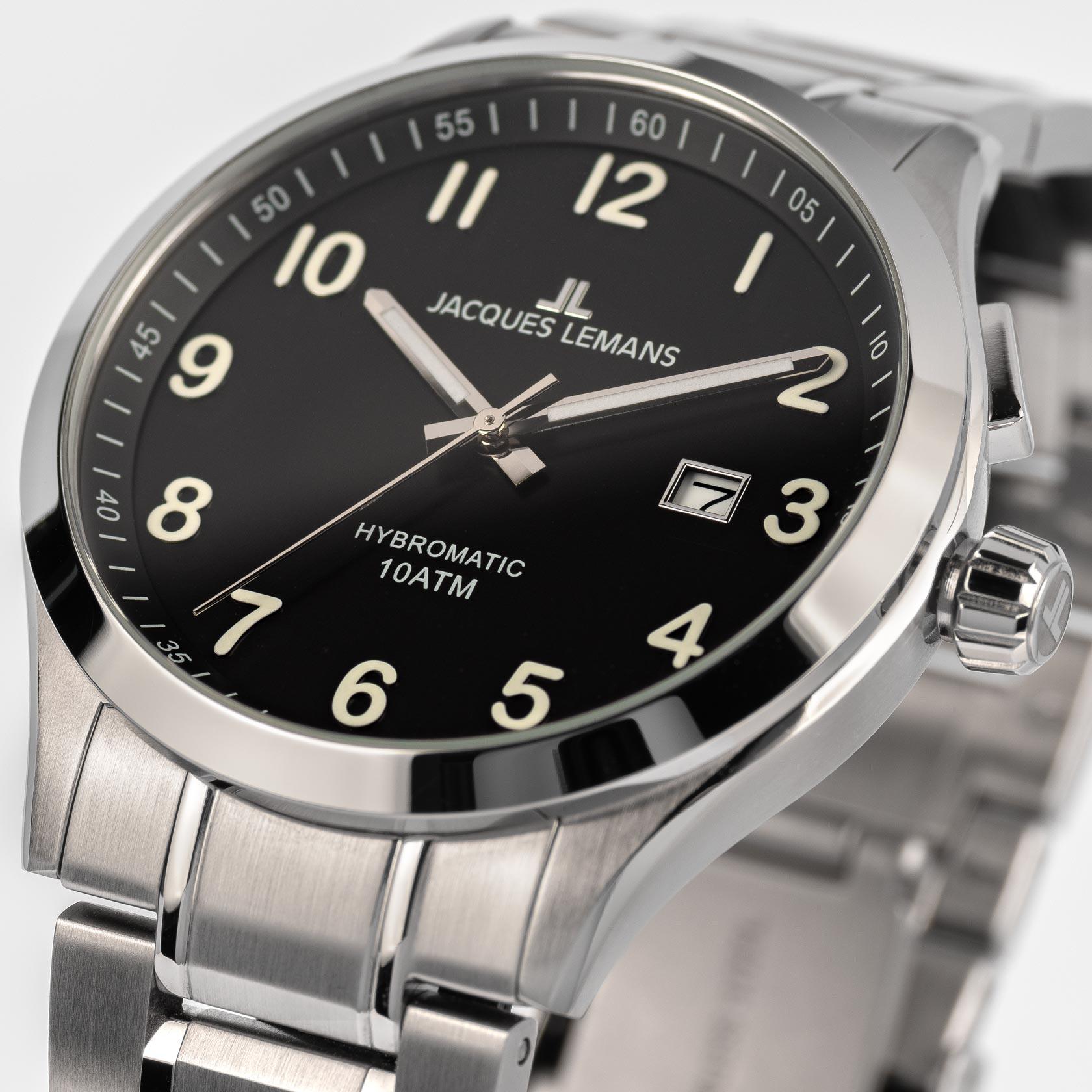 Jacques Lemans Jacques Lemans Hybromatic 1-2130H, hybromatic австрия мужские часы на браслете нержавеющая сталь боковой вид