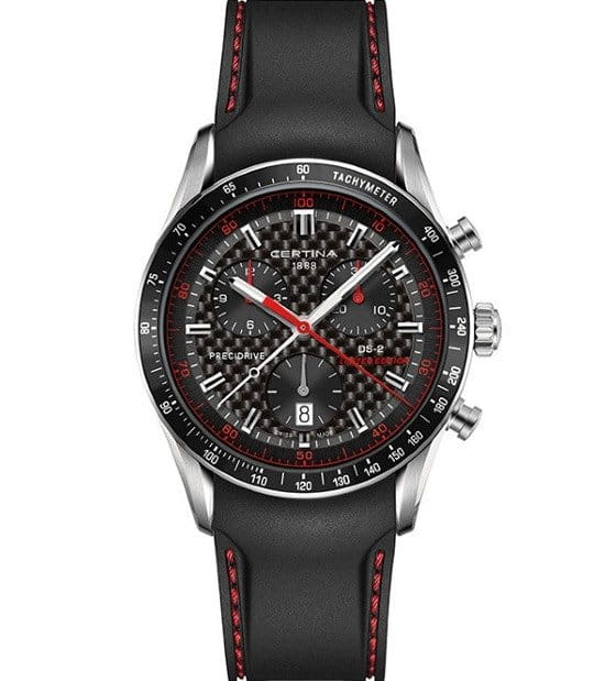 Certina Certina C024.447.17.051.10  C0244471705110 кварцевые мужские часы черный циферблат, браслет кожаный — вид спереди