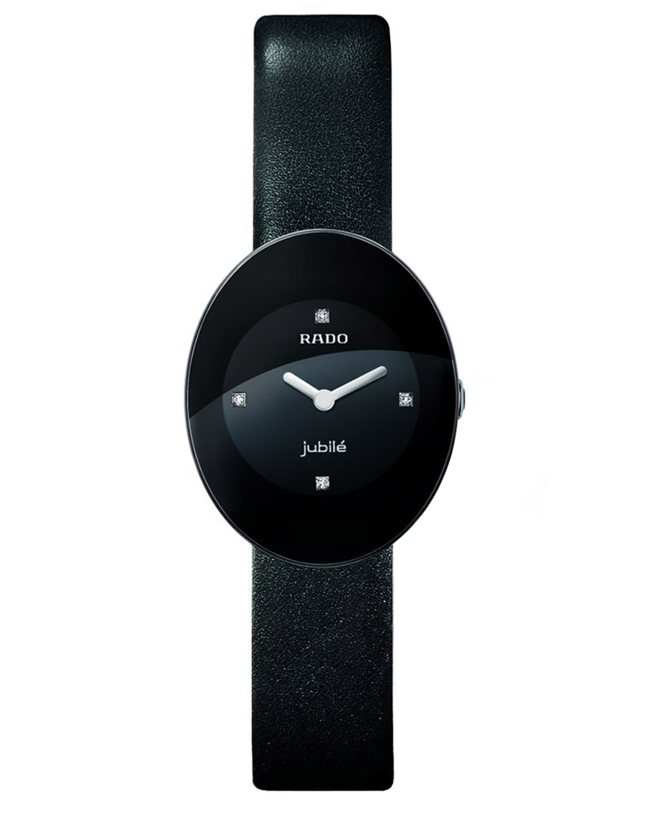 Rado Rado Esenza R53743155  R53743155 кварцевые женские часы черный циферблат, браслет кожаный — вид спереди