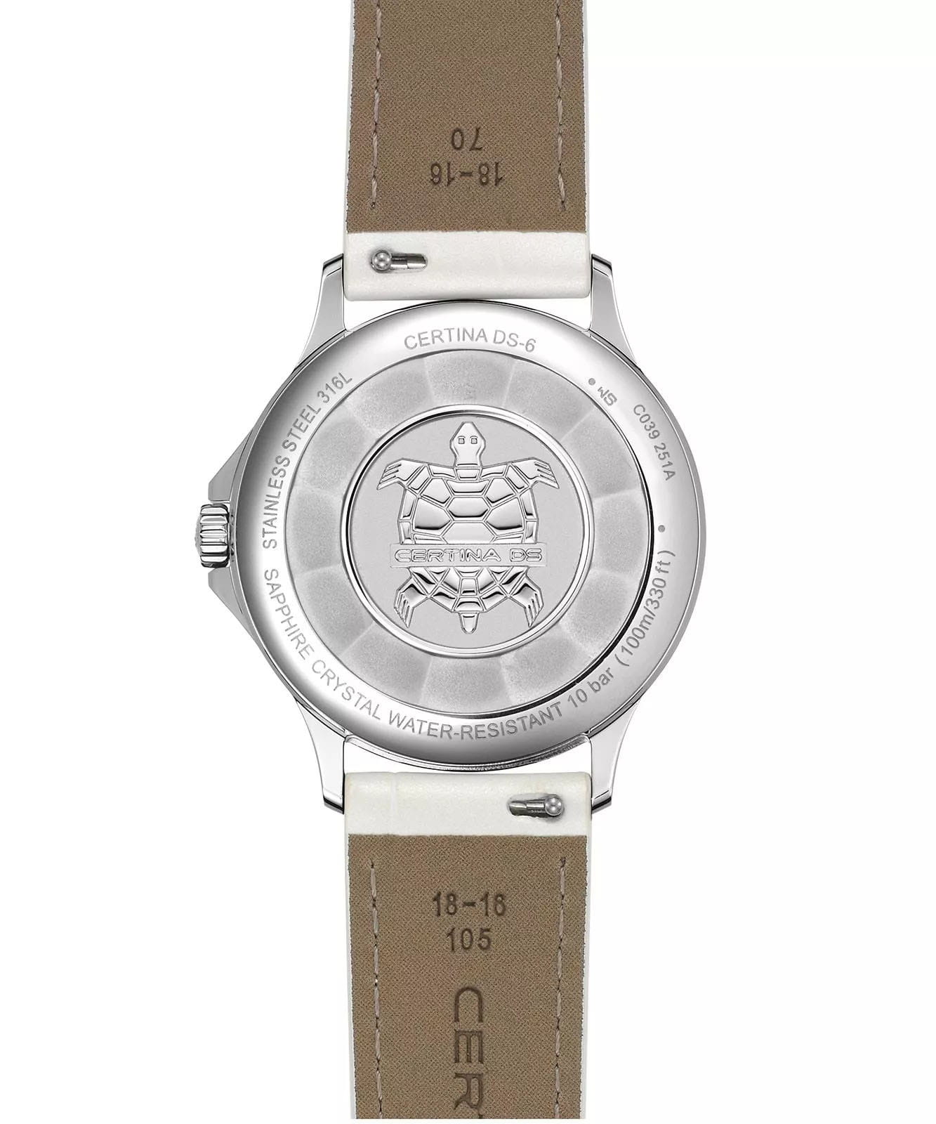Certina Certina DS-6 Lady C039.251.16.116.00,  швейцария женские часы на браслете кожаный боковой вид