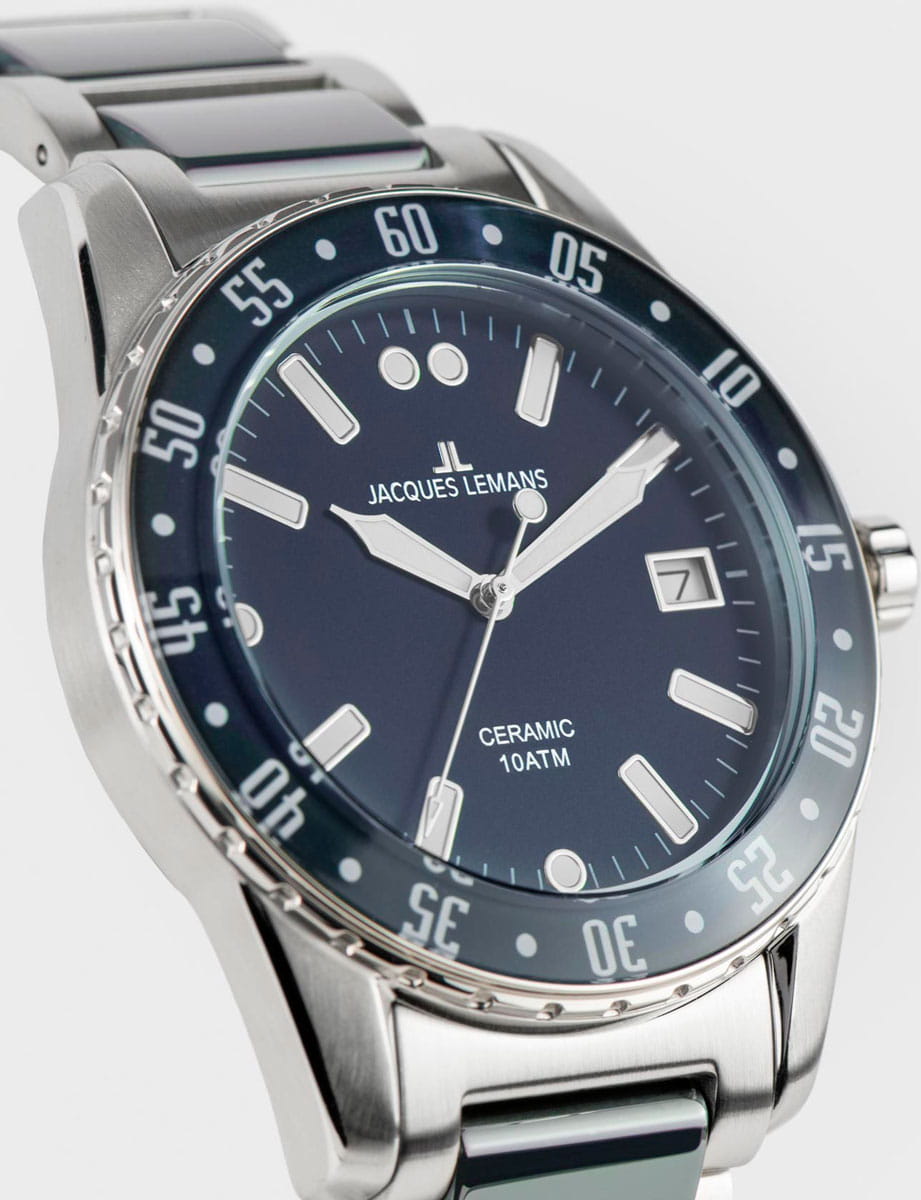 Jacques Lemans Jacques Lemans High Tech Ceramic 42-10B мужские часы синий циферблат на запястье