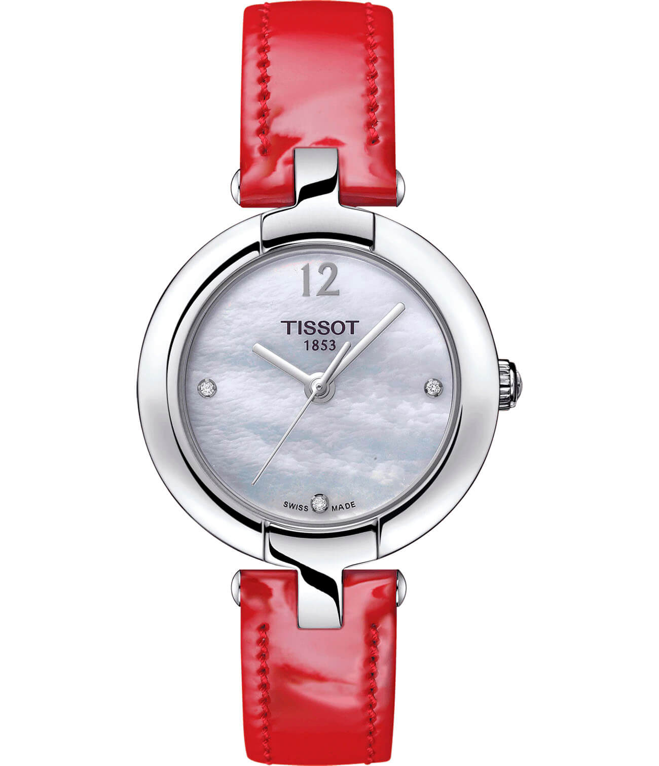 Tissot Tissot Pinky By T084.210.16.116.00  T0842101611600 кварцевые женские часы перламутровый циферблат, браслет кожаный — вид спереди