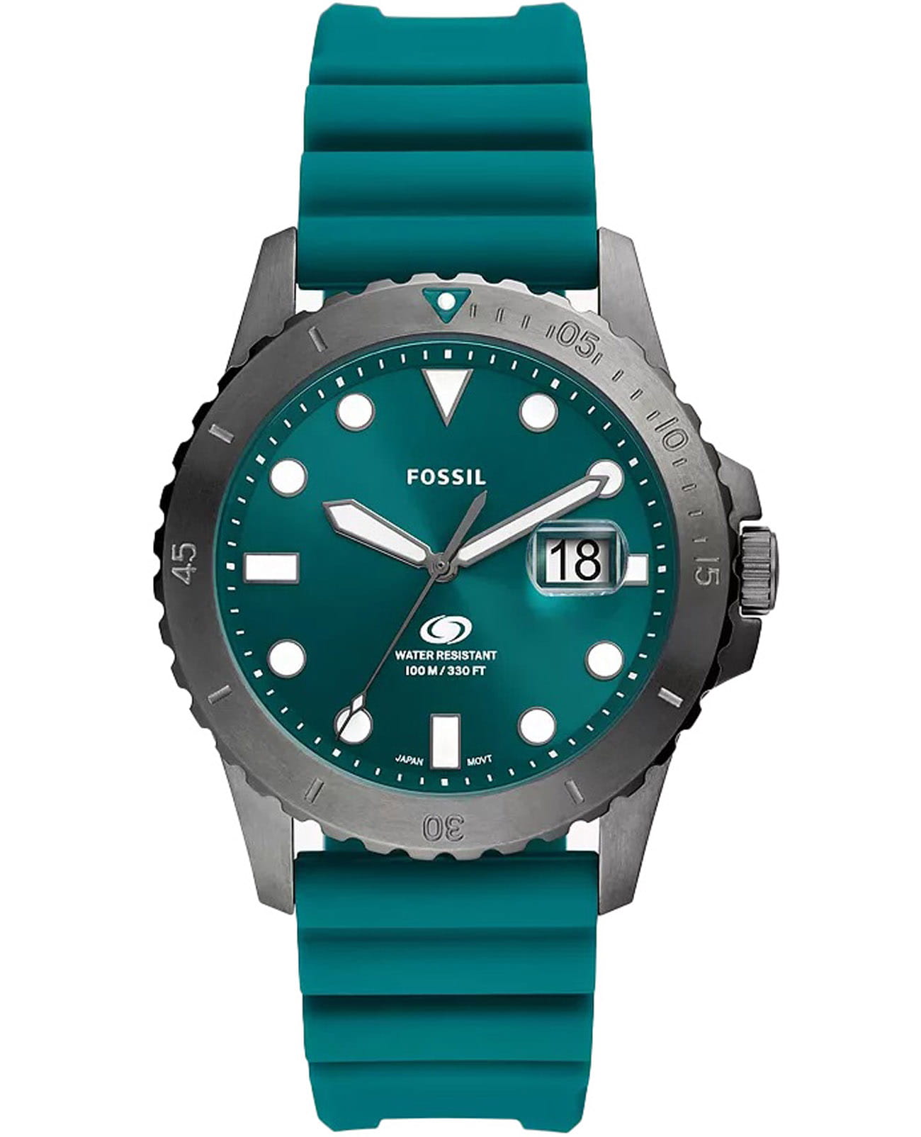 Fossil Fossil Blue FS5995  FS5995 кварцевые мужские часы бирюзовый циферблат, браслет силикон — вид спереди