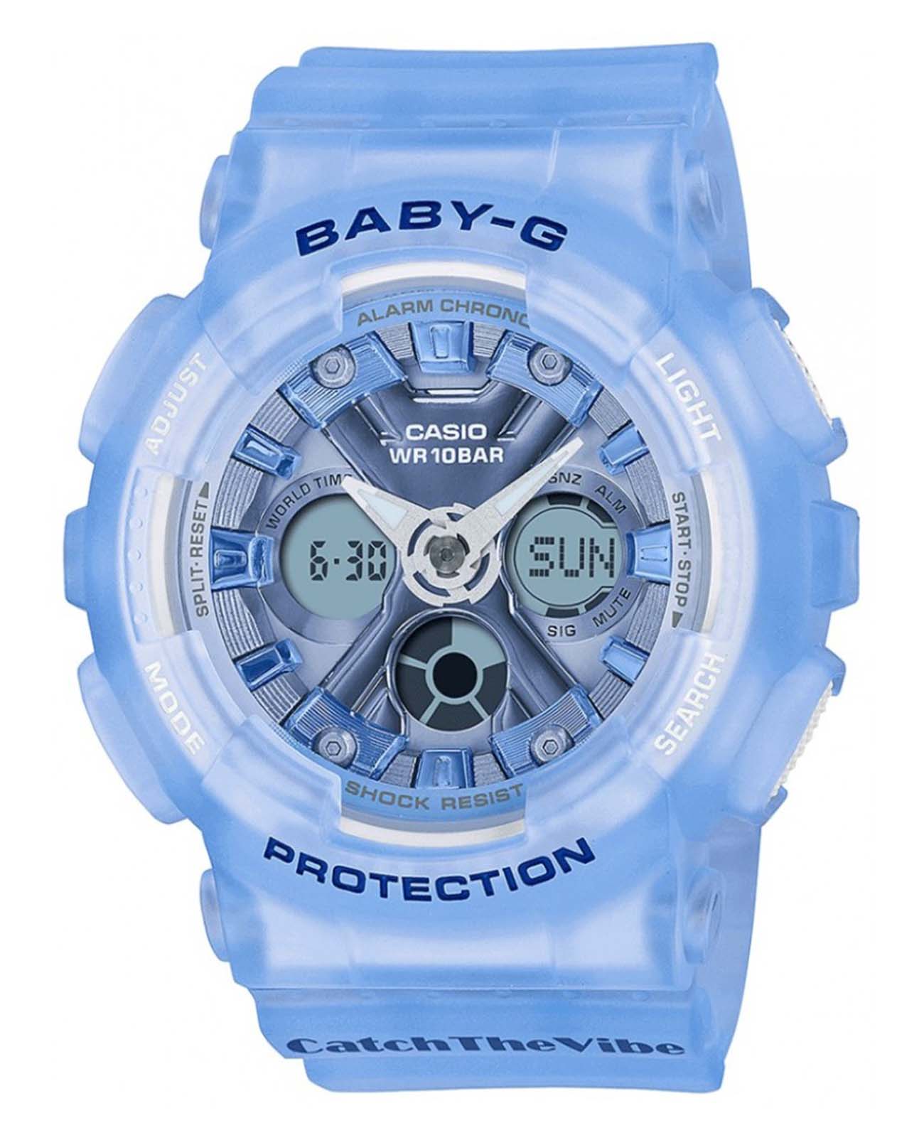 Casio Casio Baby-G BA-130CV-2A  BA-130CV-2A кварцевые женские часы синий циферблат, браслет пластик — вид спереди