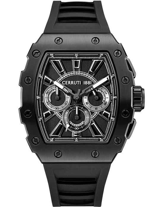 Cerruti 1881 Cerruti 1881 Gubbio CIWGO0085401  CIWGO0085401 кварцевые мужские часы черный циферблат, браслет силикон — вид спереди