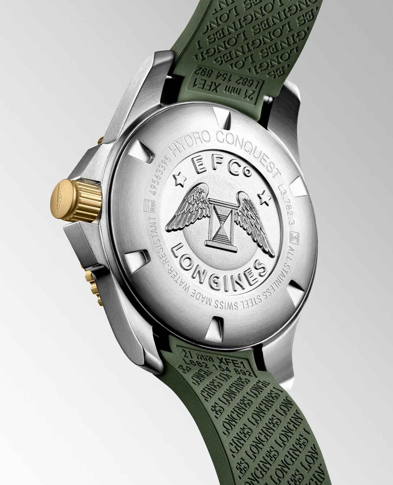 Longines Longines HydroConquest L3.782.3.06.9, hydroconquest швейцария мужские часы на браслете каучук боковой вид