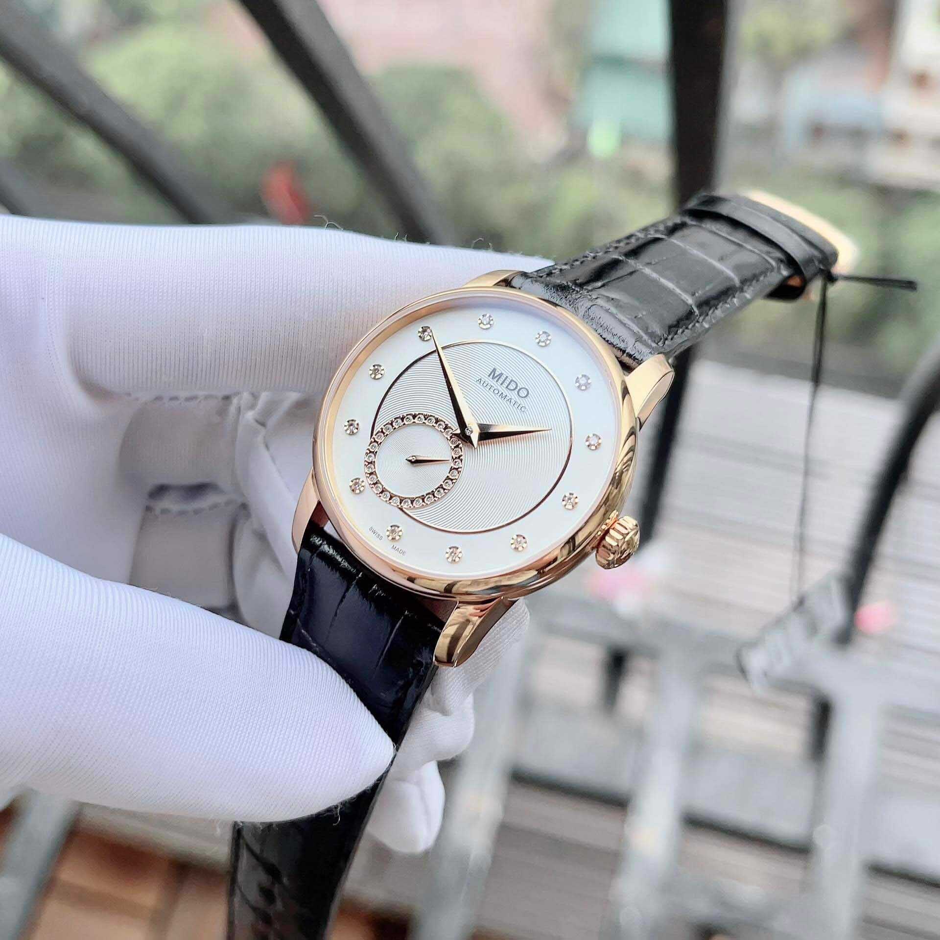 Mido Mido Baroncelli II Lady M007.228.36.036.00  — детали корпуса и кожаный