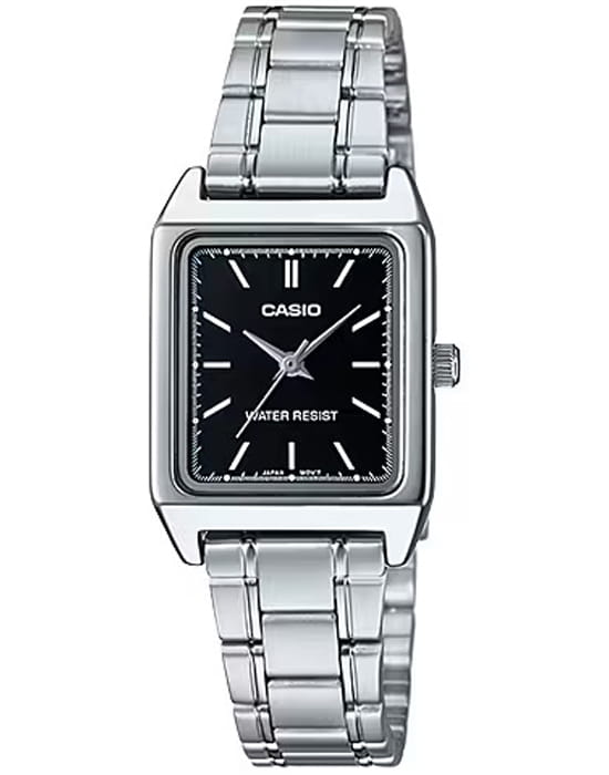 Casio Casio Collection LTP-V007D-1E  LTP-V007D-1E кварцевые женские часы черный циферблат, браслет нержавеющая сталь — вид спереди