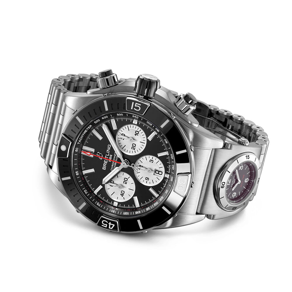 Breitling Breitling Super Chronomat B01 44 AB0136251B1A2, chronomat швейцария мужские часы на браслете нержавеющая сталь боковой вид