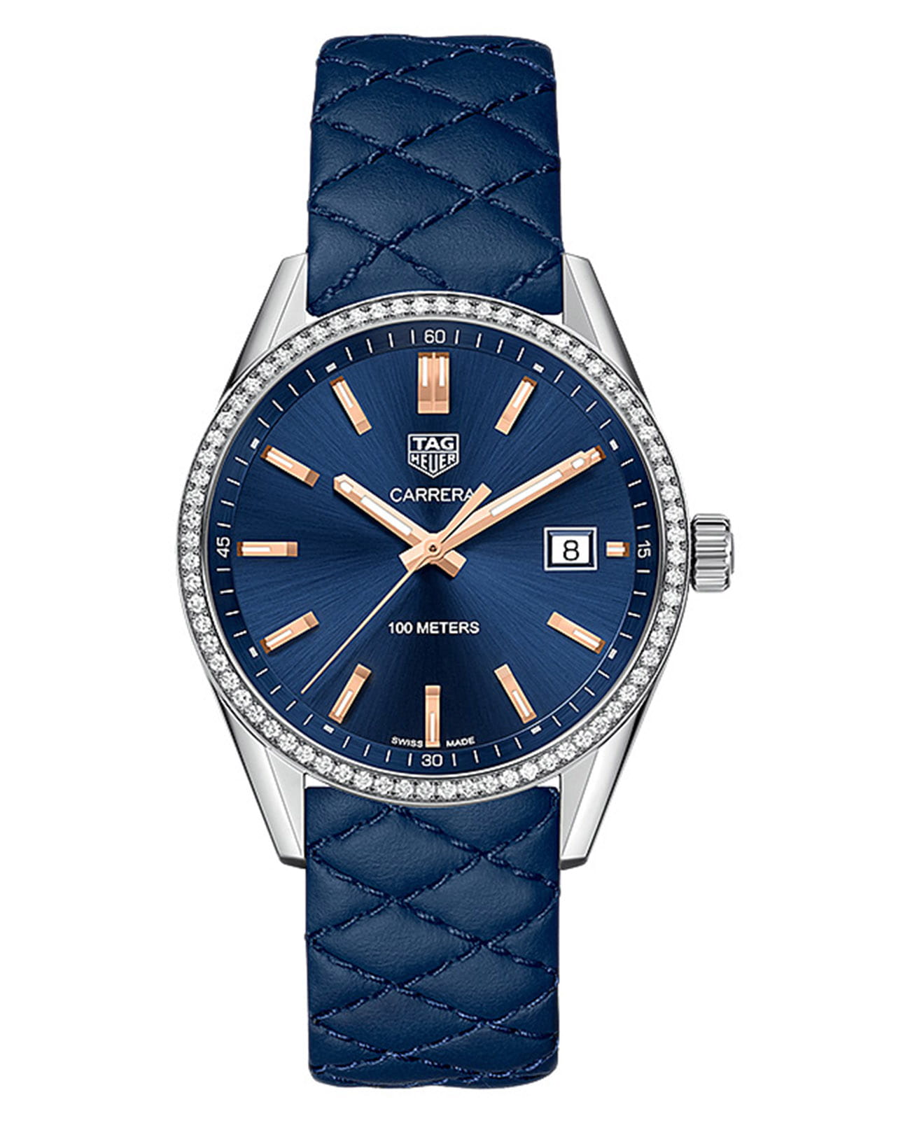 TAG Heuer TAG Heuer Carrera WAR1114.FC6391  WAR1114.FC6391 кварцевые женские часы синий циферблат, браслет кожаный — вид спереди