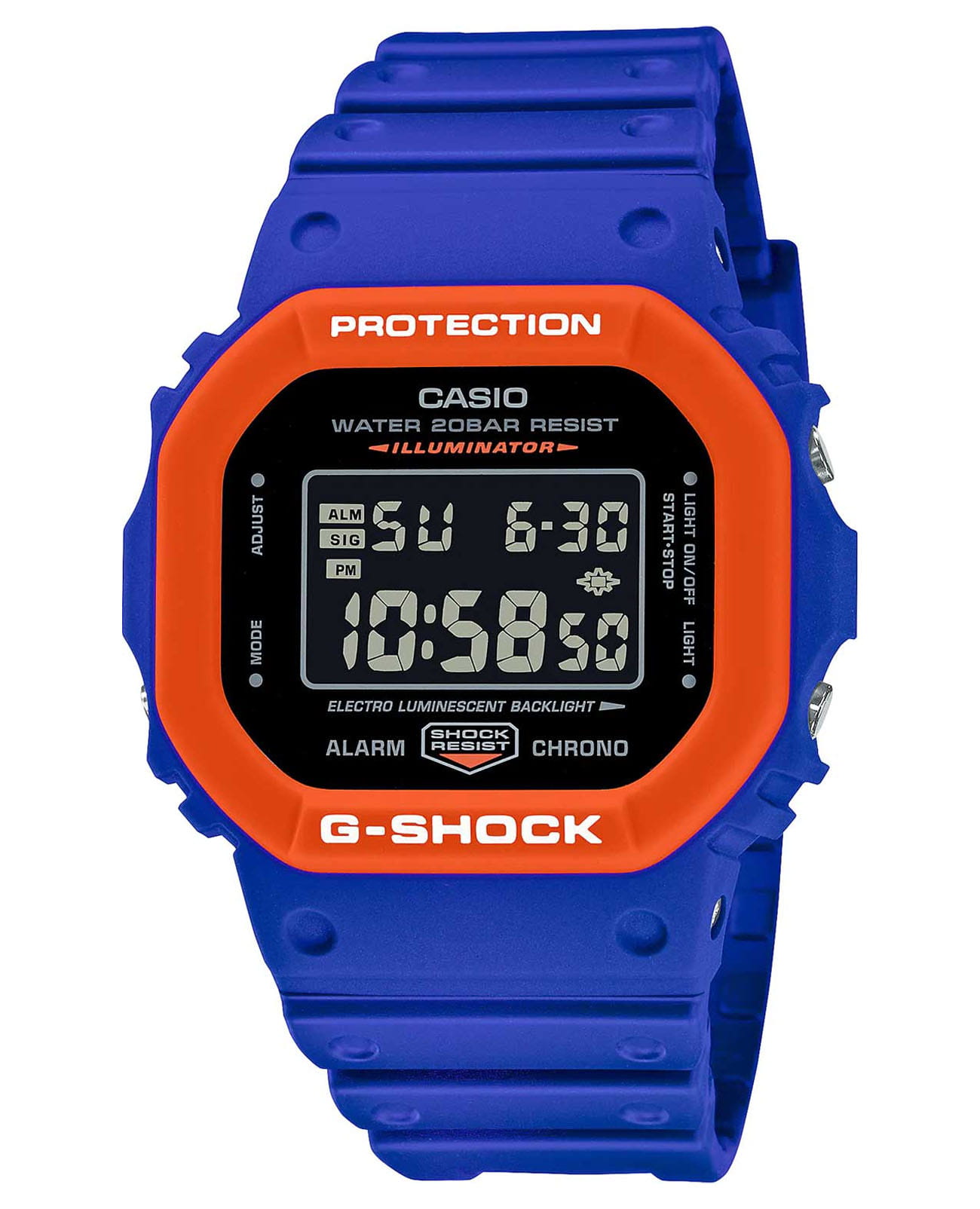 Casio Casio G-Shock DW-5610SC-2DR (DW-5610SC-2)  DW-5610SC-2 электронные мужские часы черный циферблат, браслет пластик — вид спереди
