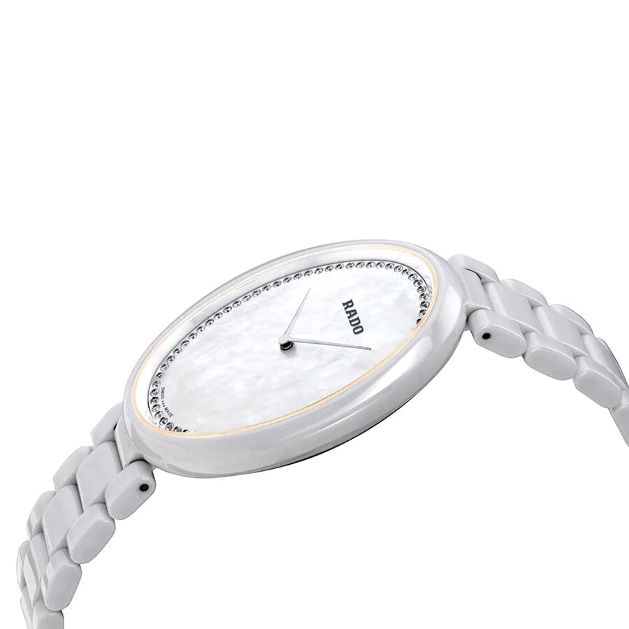 Rado Rado Esenza Ceramic Touch R53092902,  швейцария женские часы на браслете высокотехнологичная керамика боковой вид