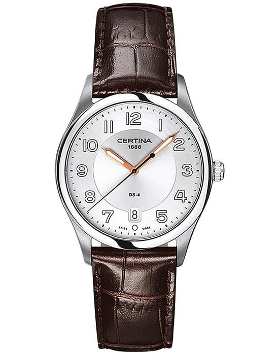 Certina Certina C022.410.16.030.01  C0224101603001 кварцевые мужские часы серебристый циферблат, браслет кожаный — вид спереди