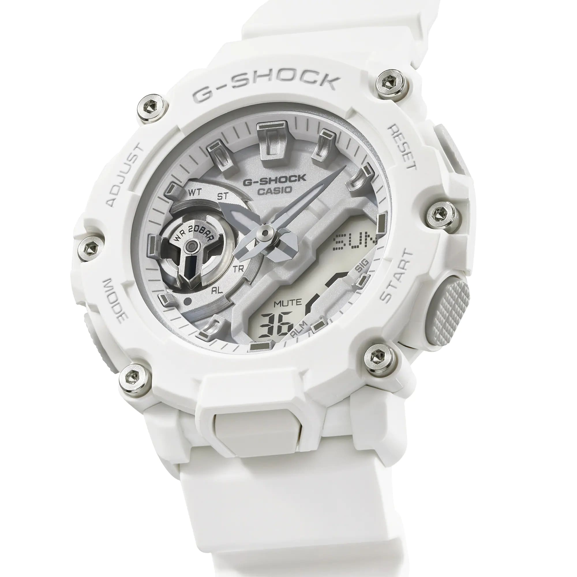 Casio Casio G-Shock GMA-S2200M-7A электронные женские часы часы крупный план белый циферблата