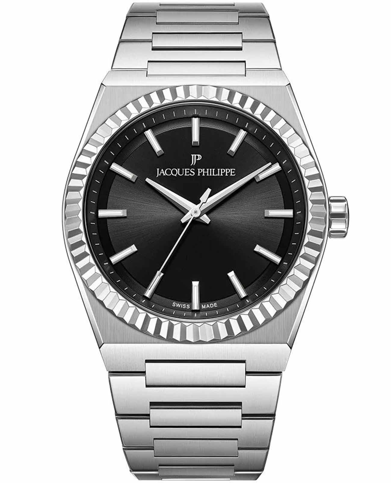 Jacques Philippe Jacques Philippe Borealis JPQGC571316  JPQGC571316 кварцевые мужские часы черный циферблат, браслет нержавеющая сталь 316l — вид спереди