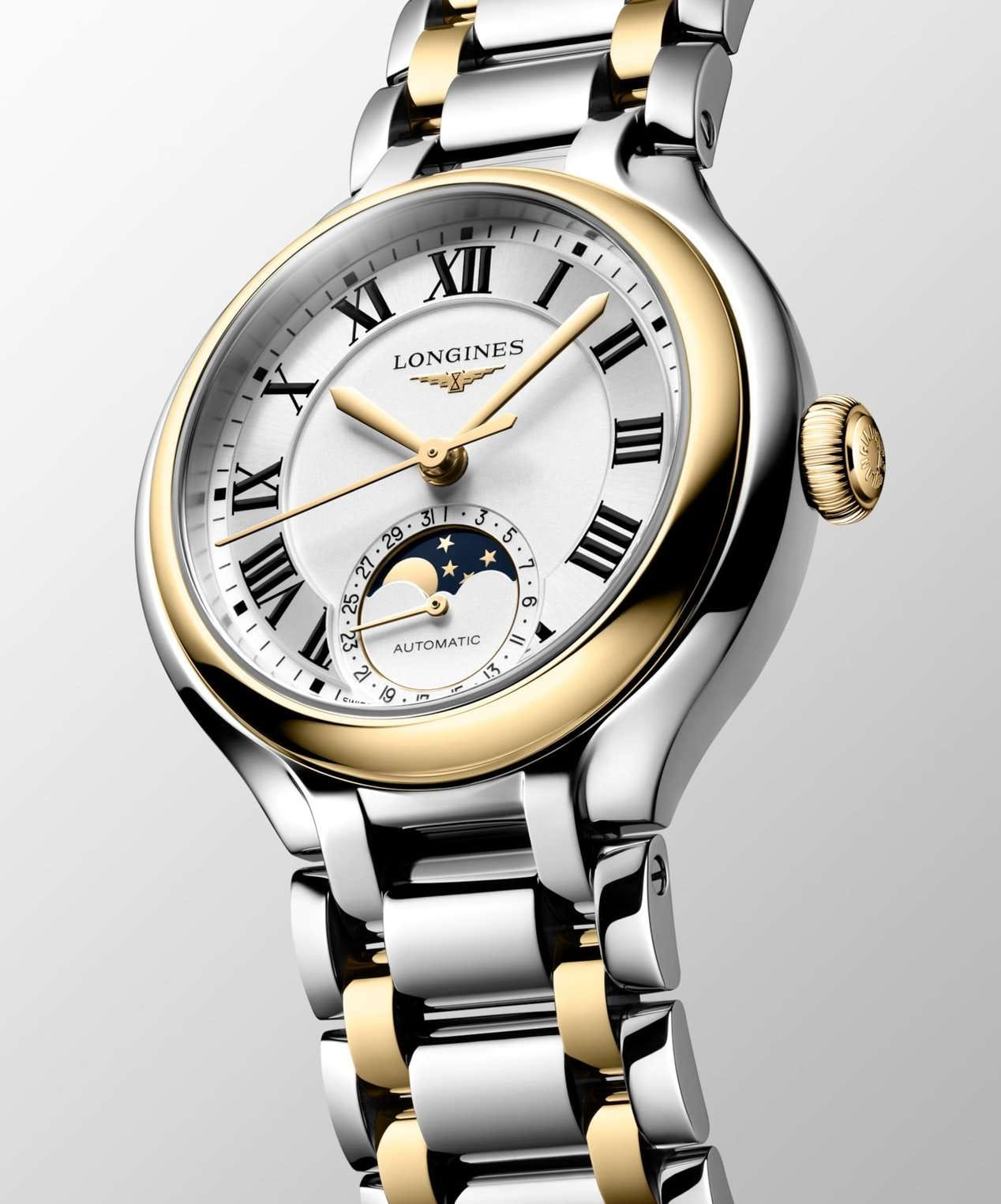 Оригинальные часы Longines Longines Elegance PrimaLuna Moonphase L8.126.5.79.7 механические калибр механизма l899 общий вид