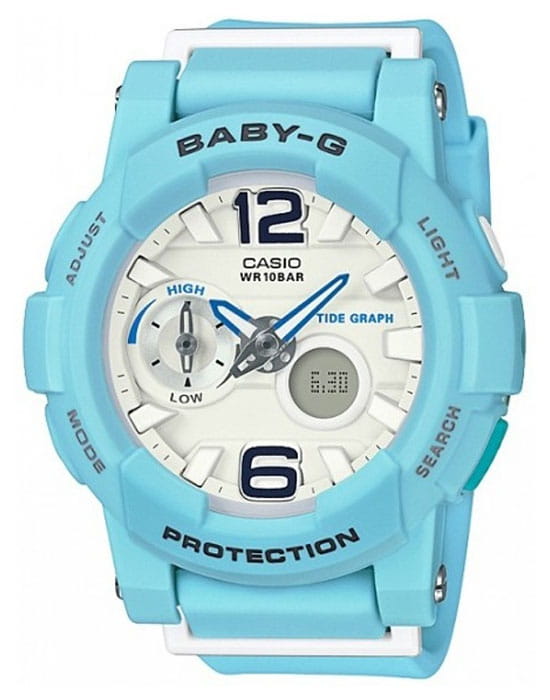 Casio Casio Baby-G BGA-180BE-2B  BGA-180BE-2B кварцевые женские часы белый циферблат, браслет пластик — вид спереди