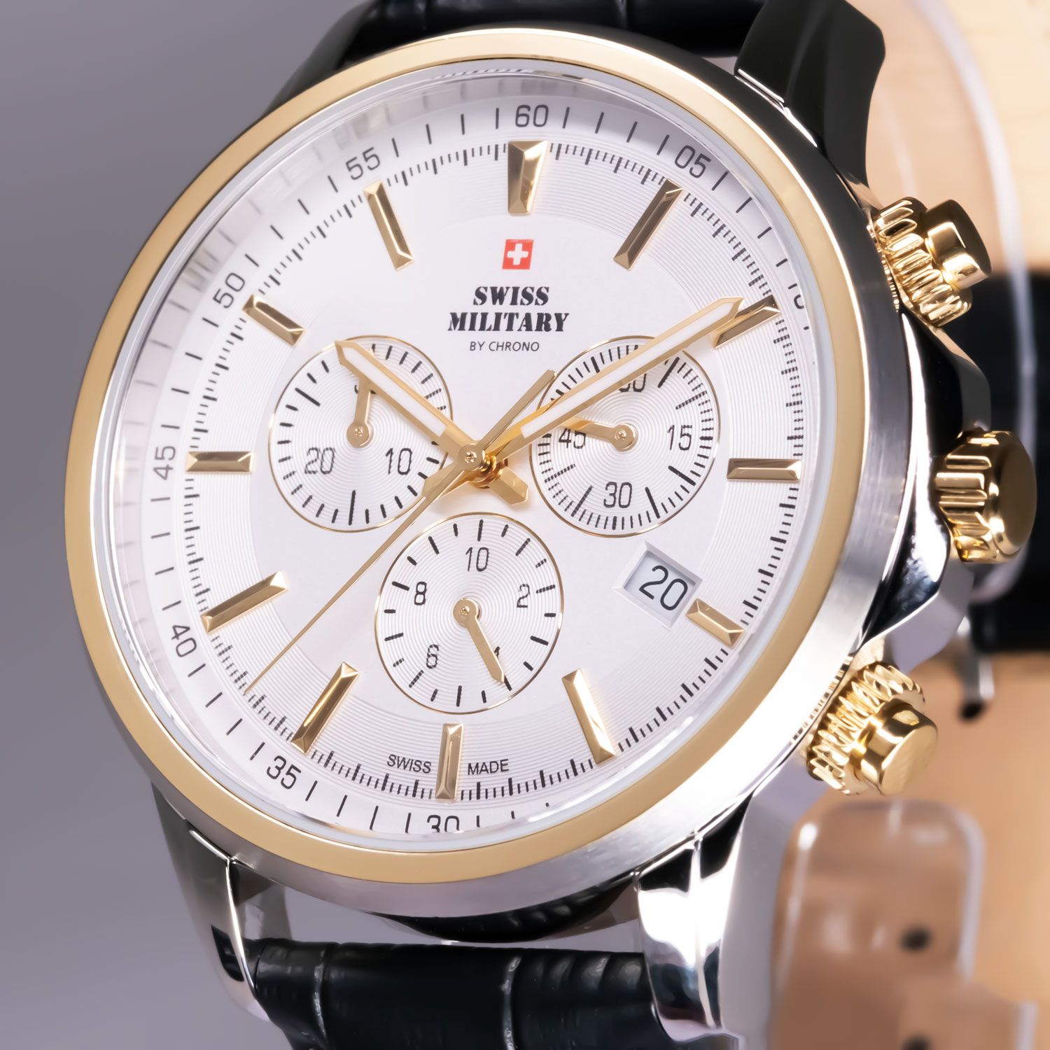 Swiss Military by Chrono Swiss Military by Chrono SM34052.12,  швейцария мужские часы на браслете кожаный боковой вид