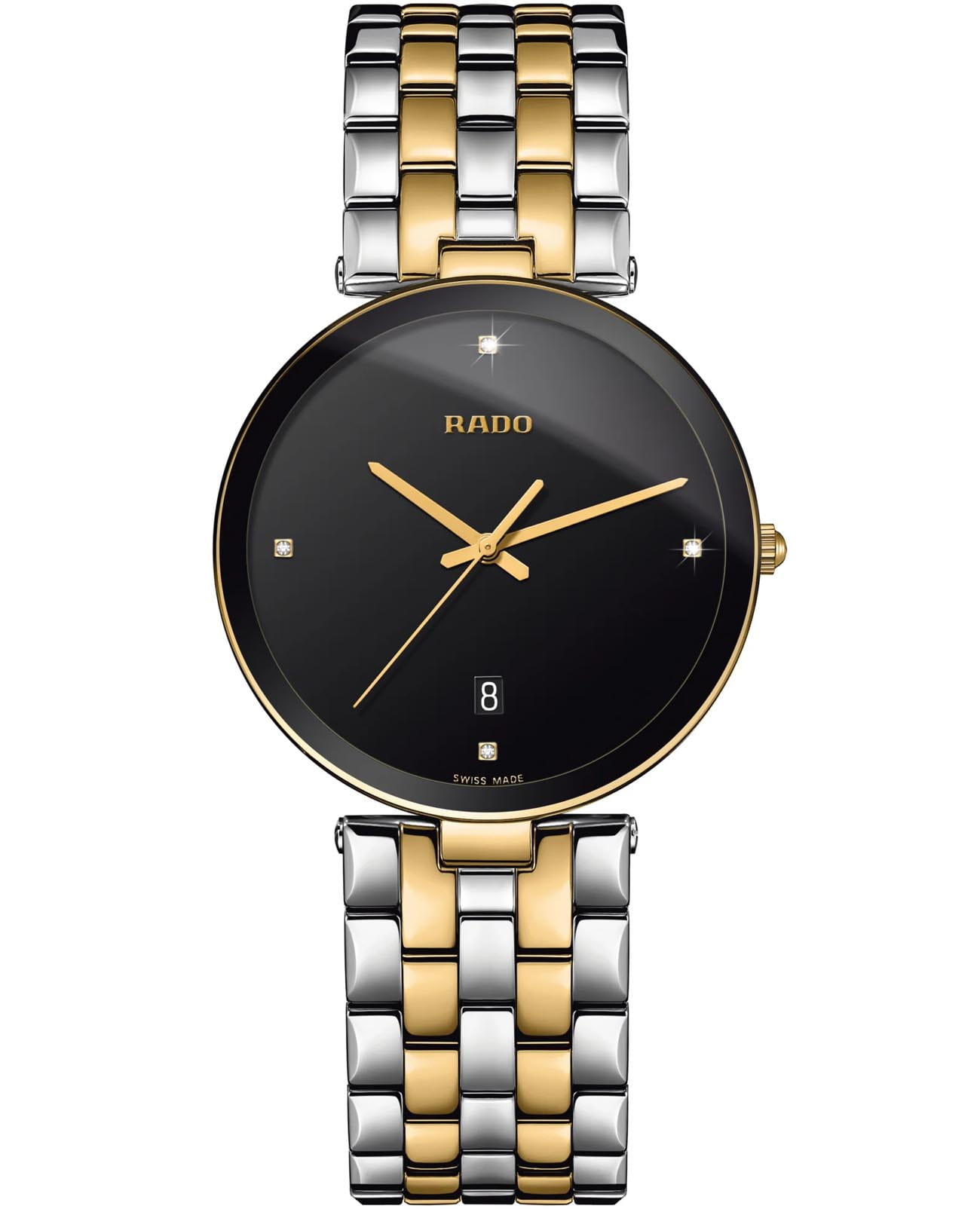 Rado Rado Florence R48867713  R48867713 кварцевые мужские часы черный циферблат, браслет нержавеющая сталь с pvd-покрытием — вид спереди