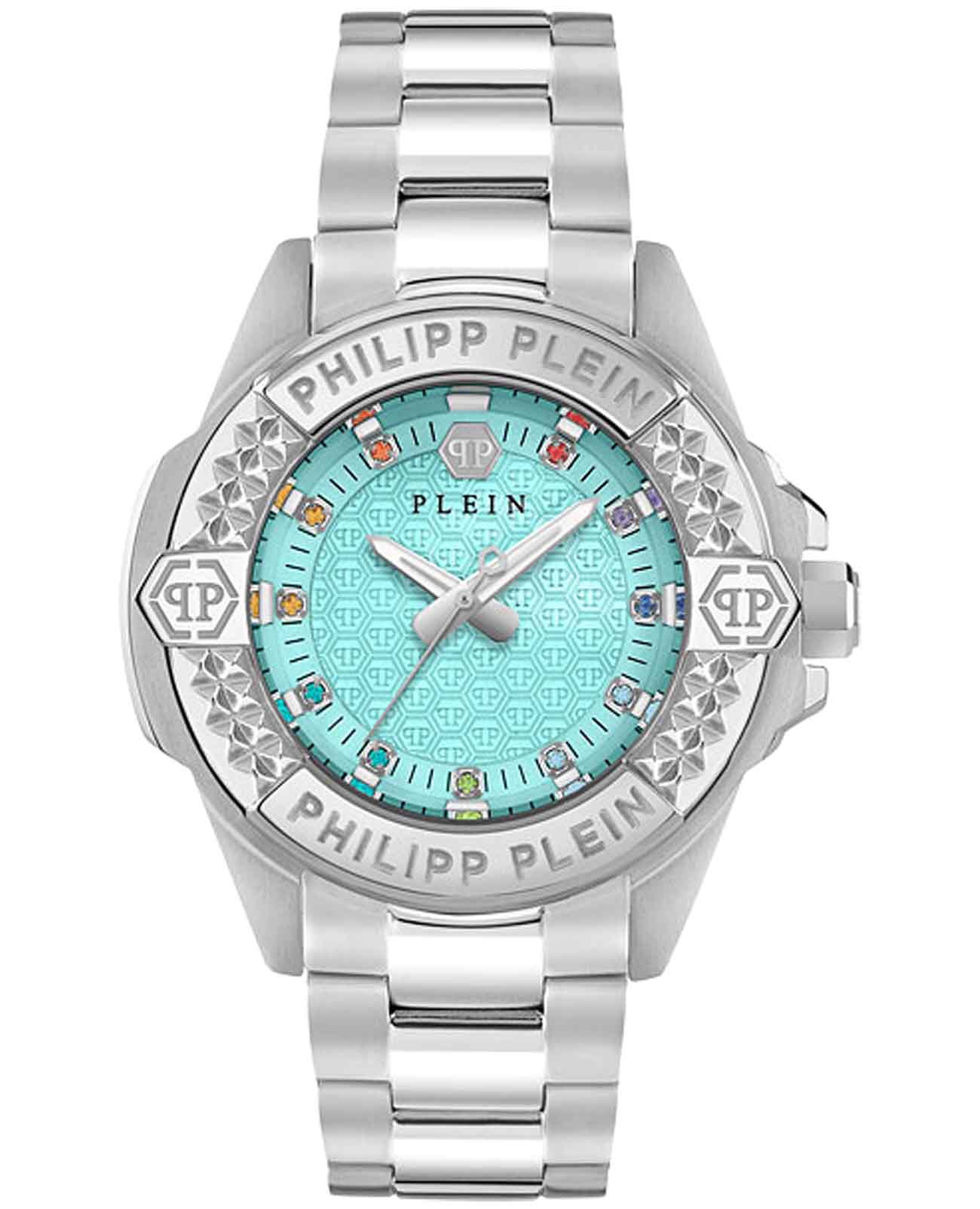 Philipp Plein Philipp Plein Plein Majesty PWOFA0425  PWOFA0425 кварцевые женские часы голубой циферблат, браслет нержавеющая сталь — вид спереди