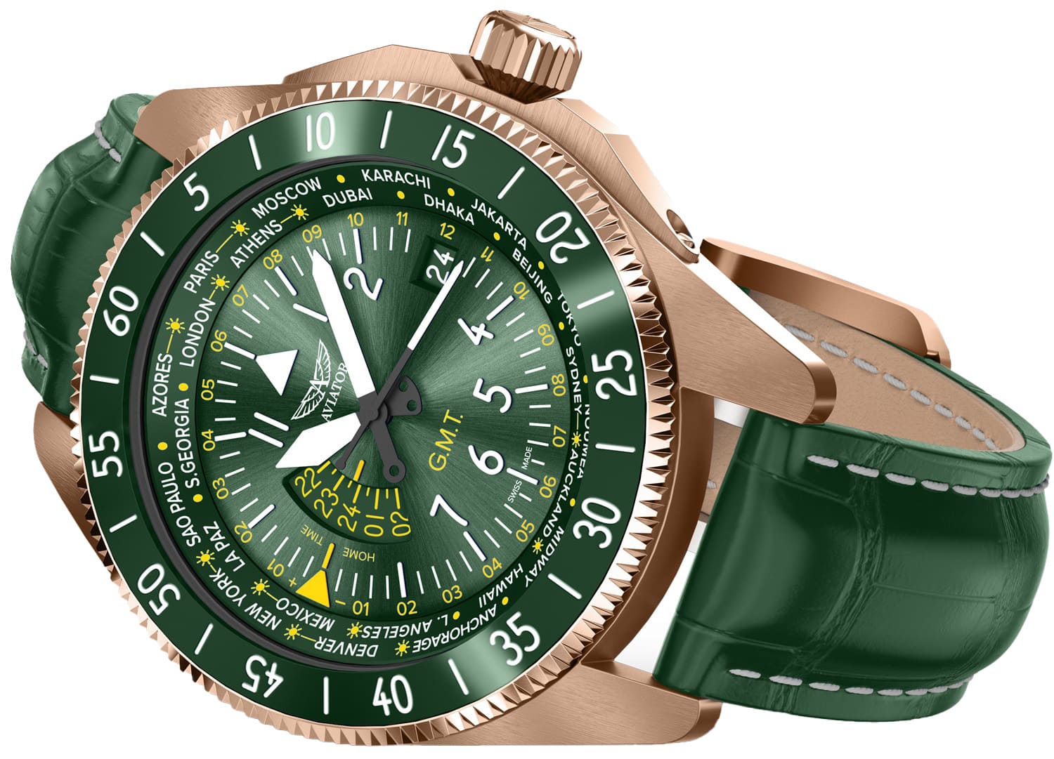 Оригинальные часы Aviator Aviator Airacobra V.1.37.2.309.4 кварцевые калибр механизма ronda 515.24h общий вид