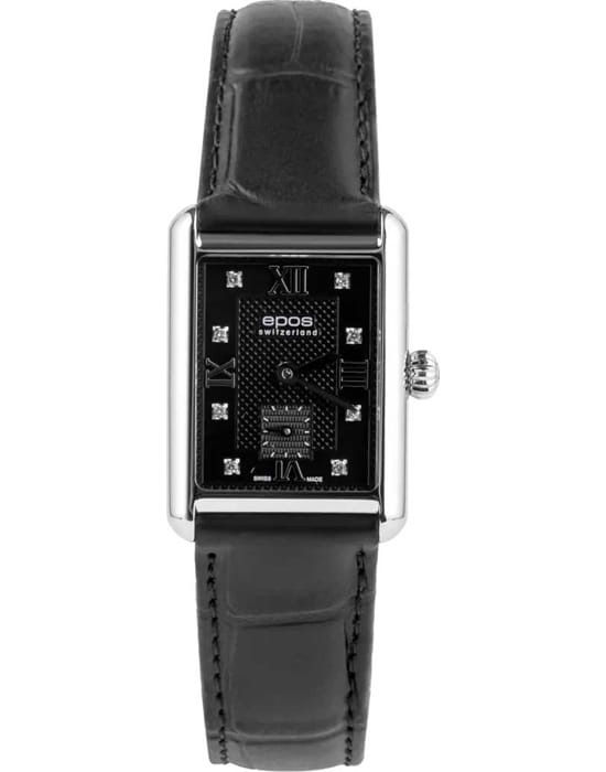 Epos Epos Ladies 8002.702.20.85.15  8002.702.20.85.15 кварцевые женские часы черный циферблат, браслет кожаный — вид спереди