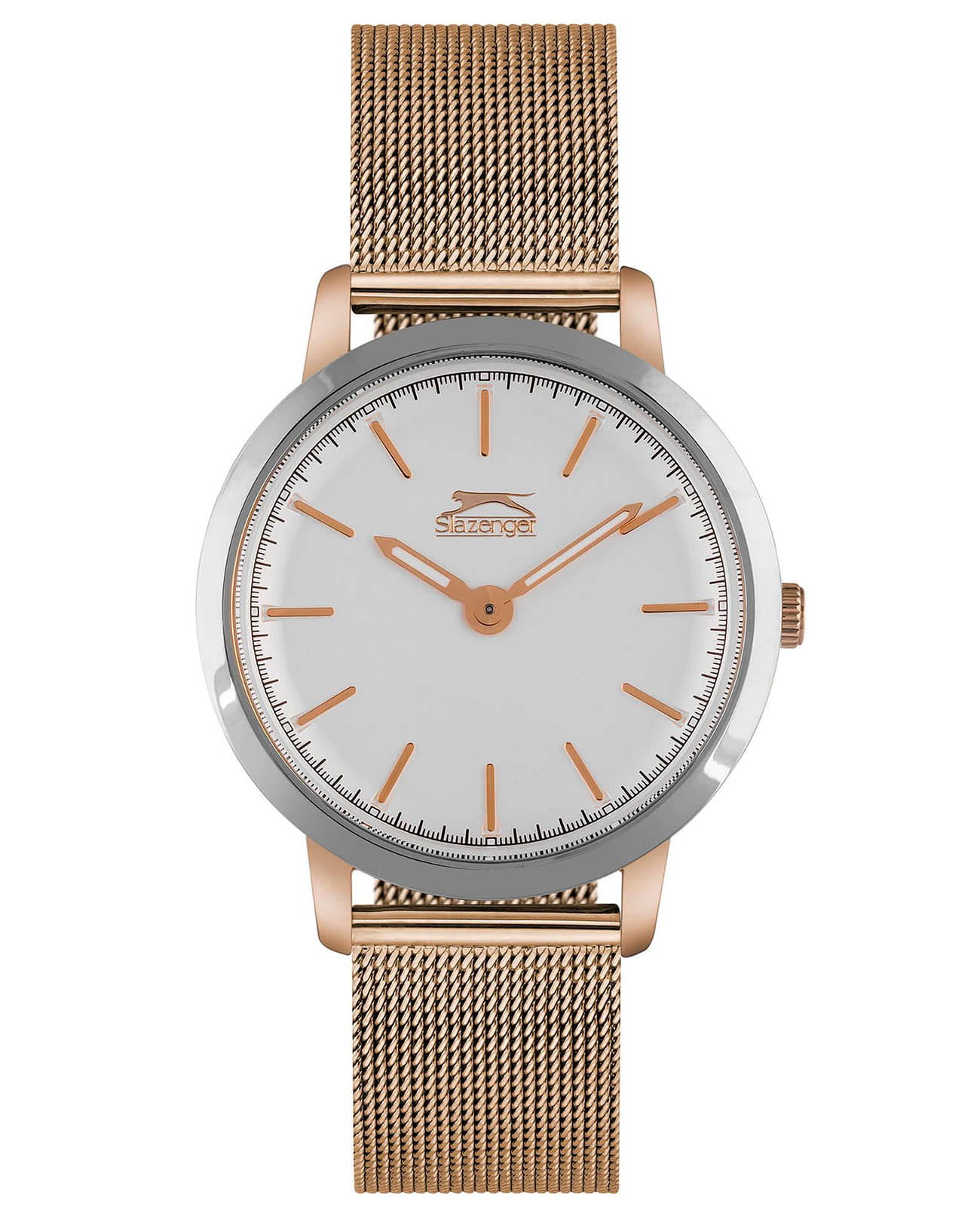 Slazenger Slazenger SL.09.6238.3.08  SL.09.6238.3.08 кварцевые женские часы серебристый циферблат, браслет суперметалл с ip покрытием — вид спереди