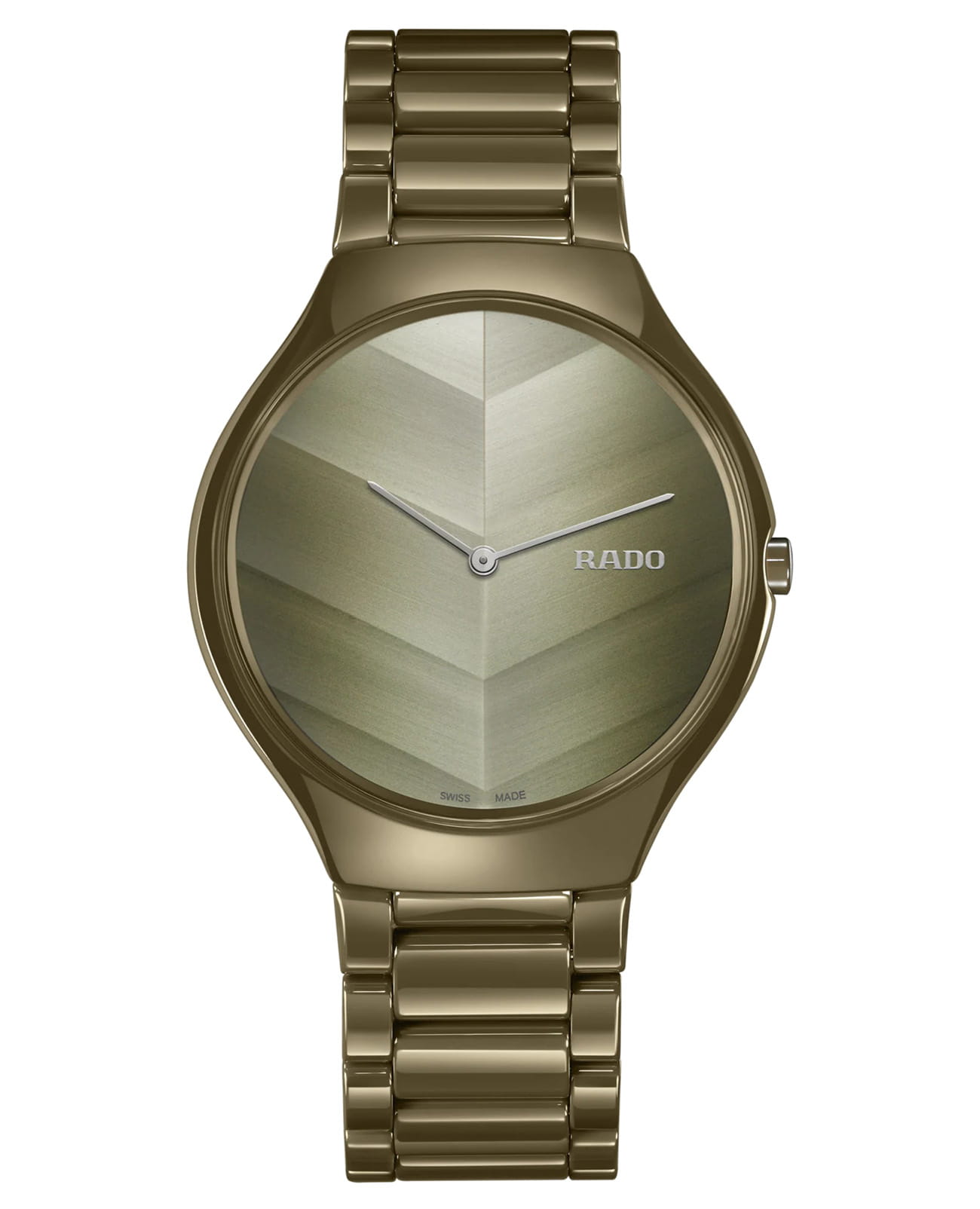 Rado Rado True Thinline x Great Gardens of the World R27121302  R27121302 кварцевые женские часы коричневый циферблат, браслет высокотехнологичная керамика — вид спереди