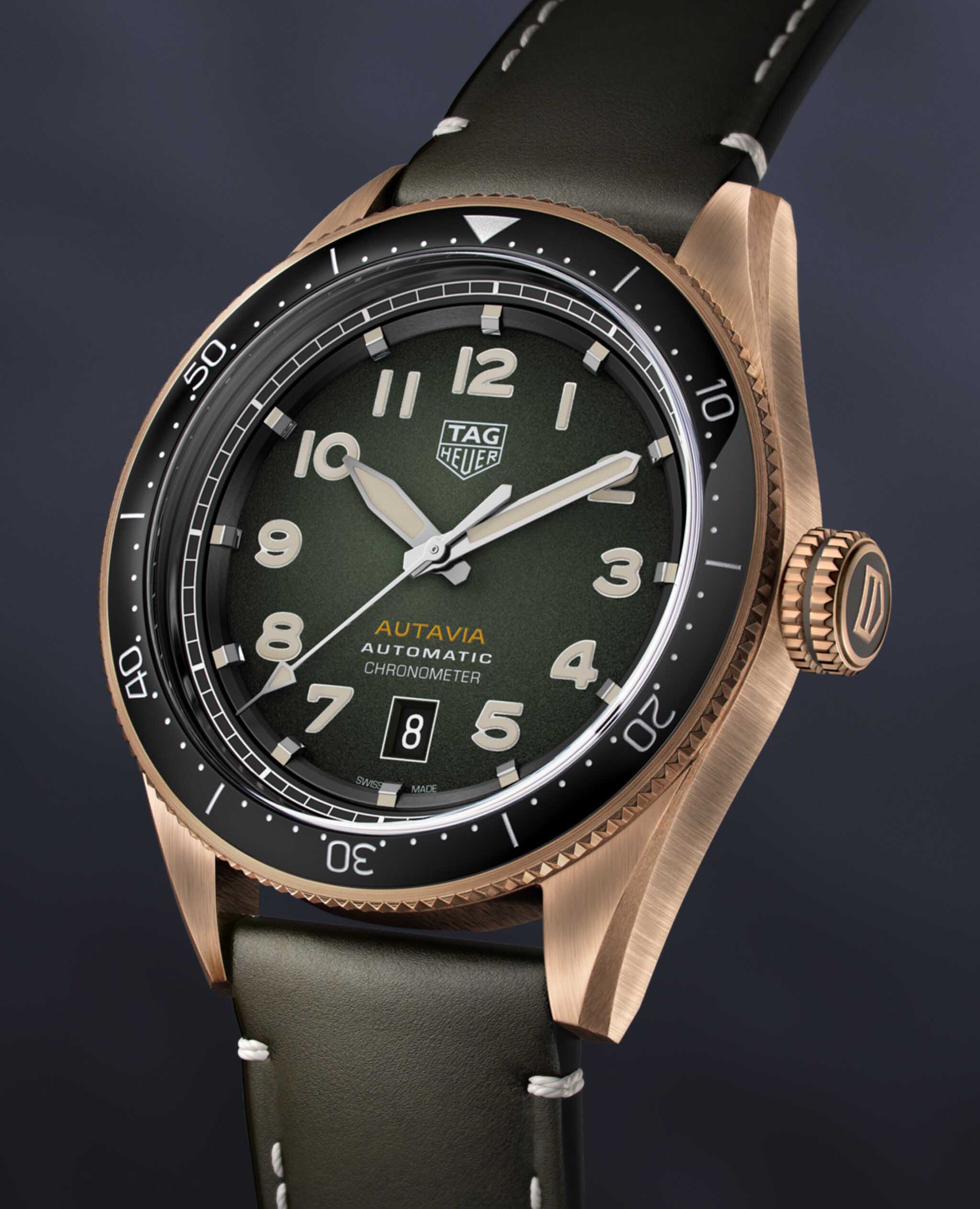 TAG Heuer TAG Heuer Autavia WBE5190.FC8268 мужские часы зеленый циферблат на запястье