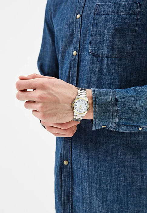 Casio Casio MTP-1188PG-7B, mtp япония мужские часы на браслете сталь с ip покрытием боковой вид