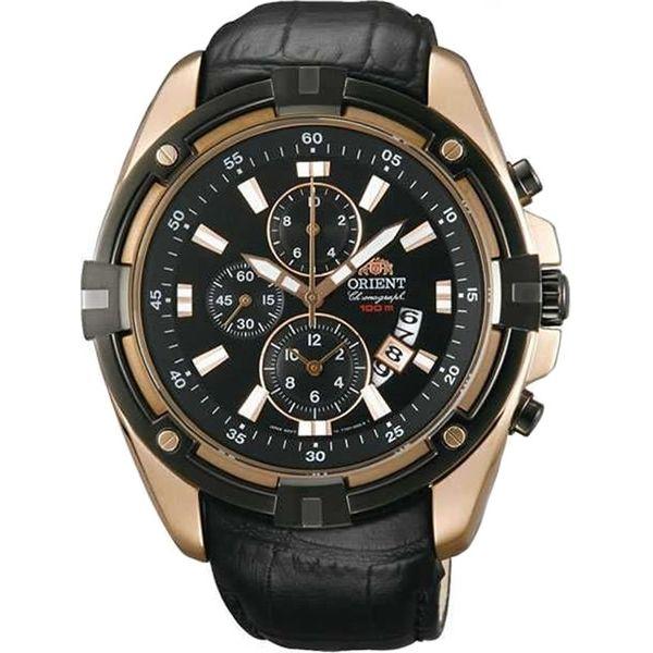 Orient Orient TT0Y004B (FTT0Y004B)  FTT0Y004B  мужские часы черный циферблат, браслет кожа + текстиль — вид спереди