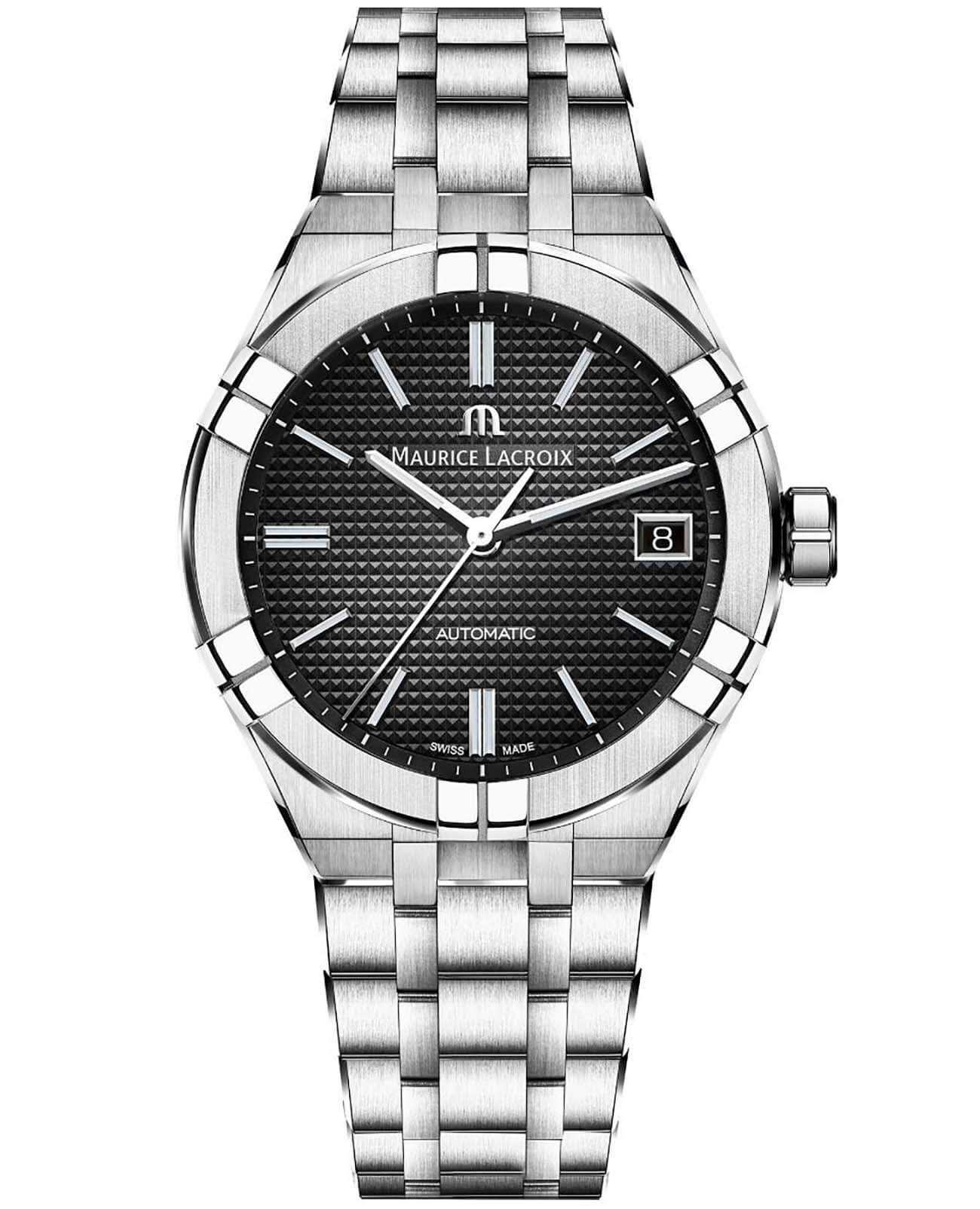 Maurice Lacroix Maurice Lacroix Aikon Automatic AI6007-SS002-330-1  AI6007-SS002-330-1 механические мужские часы черный циферблат, браслет нержавеющая сталь — вид спереди