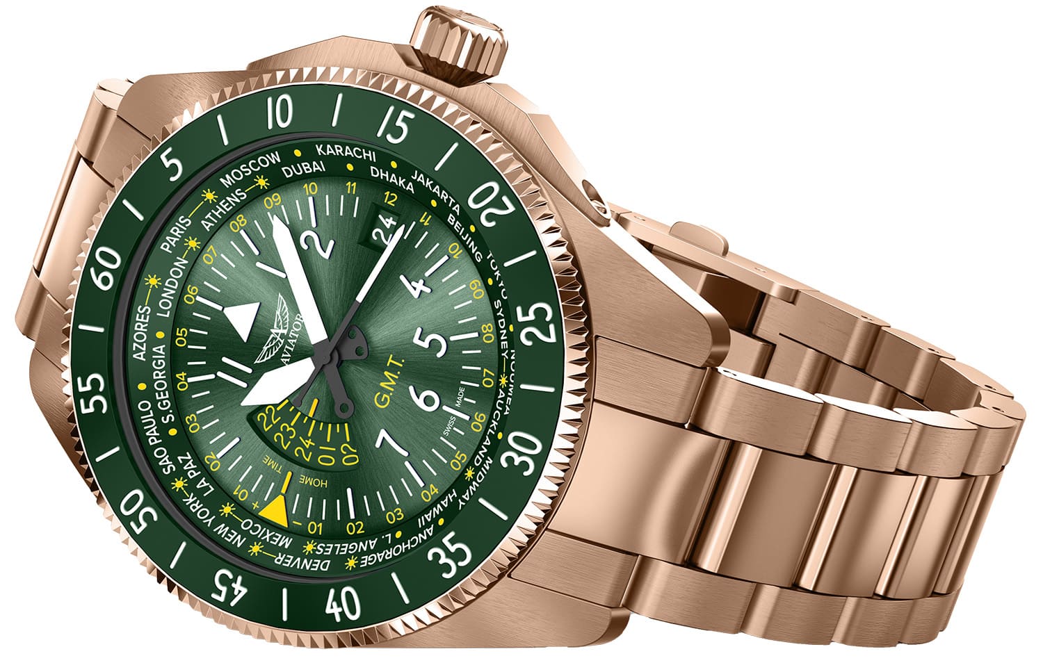 Оригинальные часы Aviator Aviator Airacobra V.1.37.2.309.5 кварцевые калибр механизма ronda 515.24h общий вид