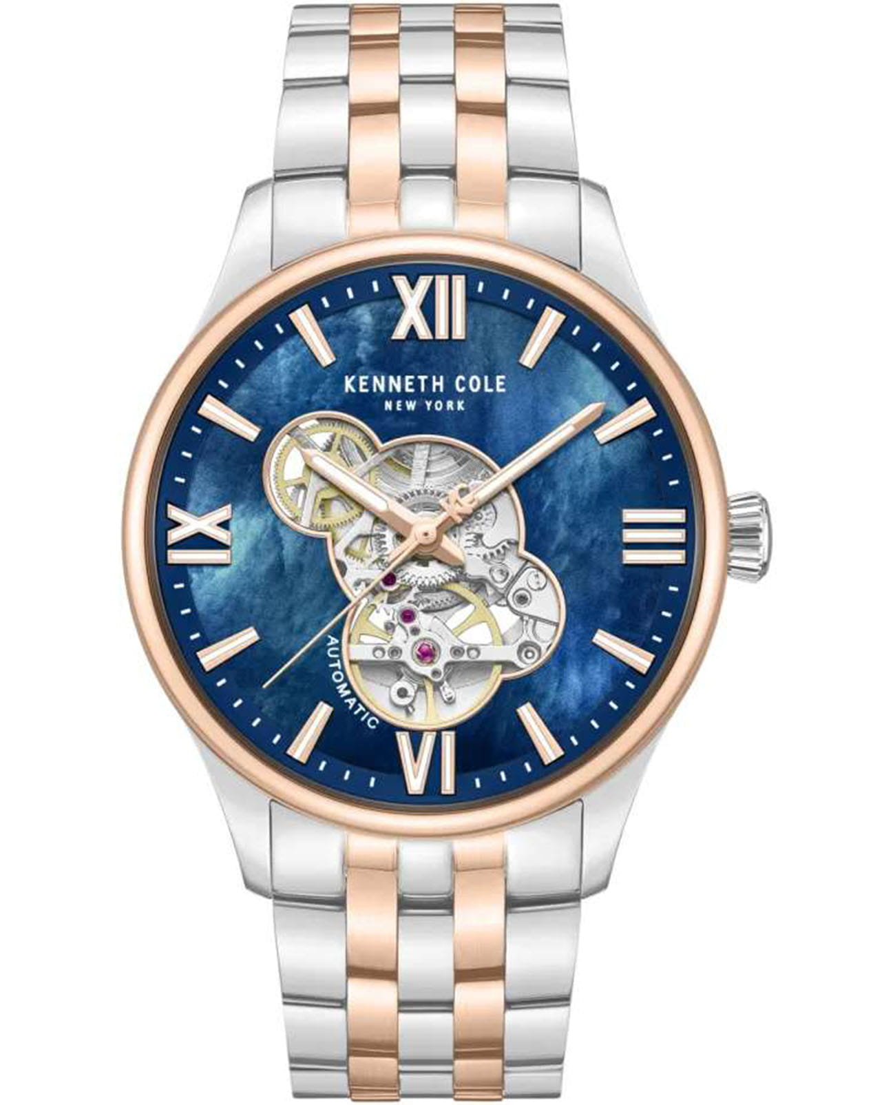 Kenneth Cole Kenneth Cole Automatic KCWGY0089103  KCWGY0089103 механические мужские часы синий циферблат, браслет нержавеющая сталь с ip-покрытием — вид спереди