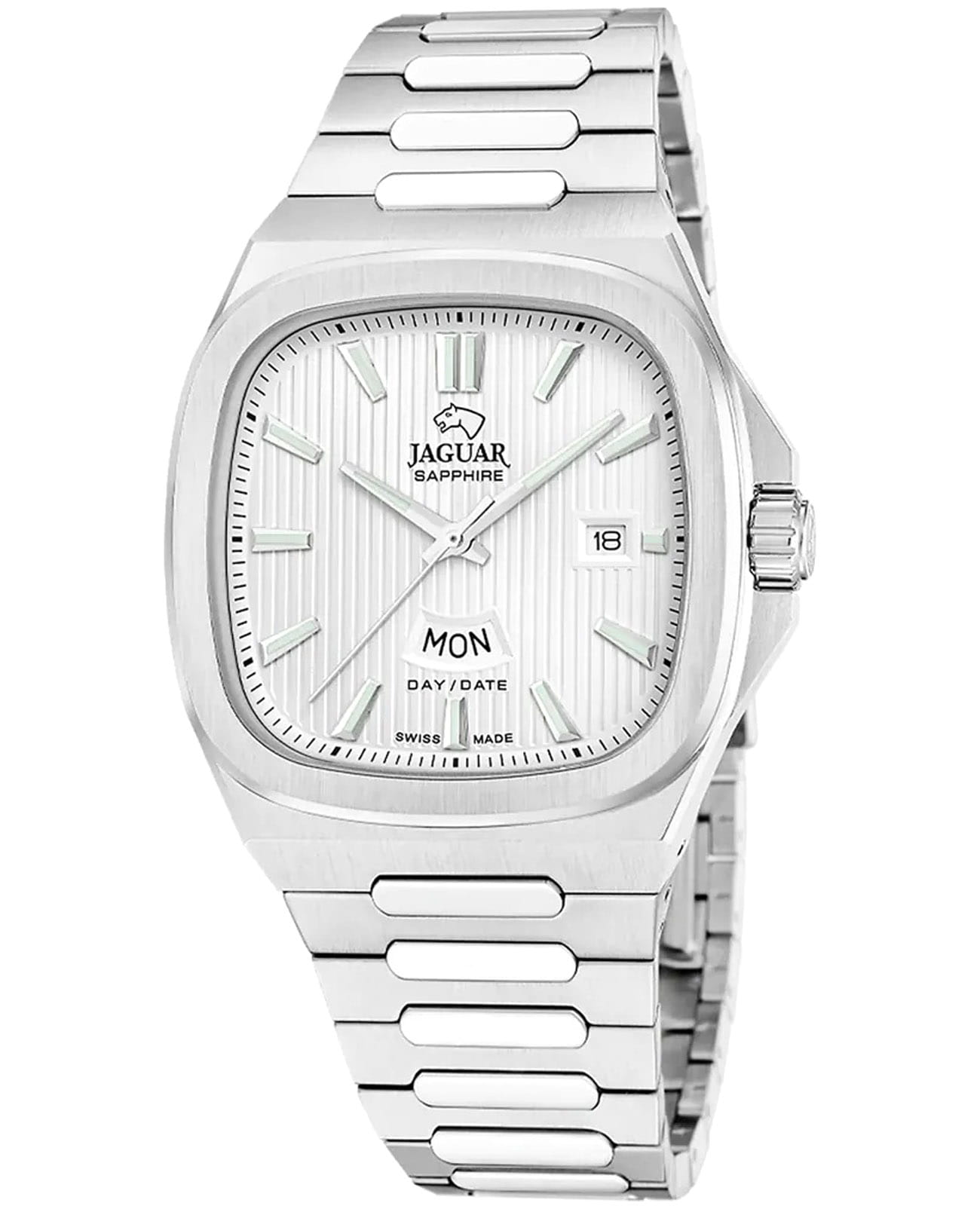 Jaguar Jaguar Rond Carre J1049/1  J1049/1 кварцевые мужские часы серебристый циферблат, браслет нержавеющая сталь — вид спереди