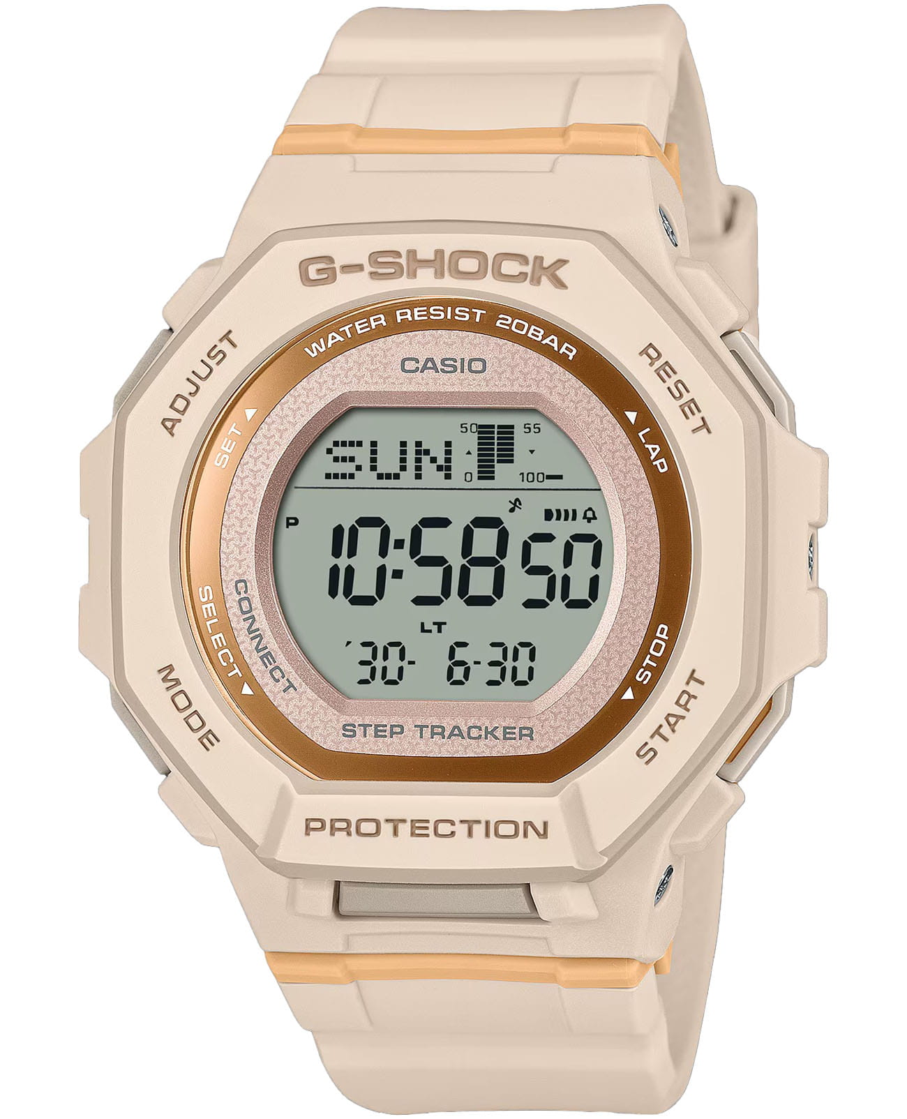 Casio Casio G-Shock GMD-B300-4DR (GMD-B300-4)  GMD-B300-4DR электронные женские часы  циферблат, браслет пластик — вид спереди