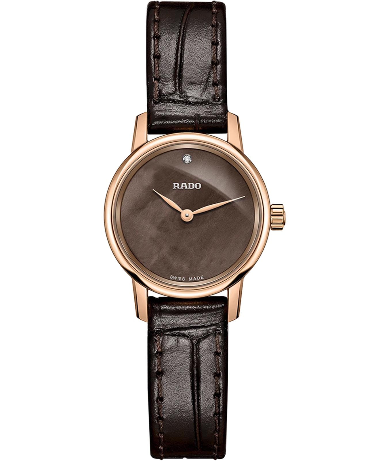 Rado Rado Coupole R22891935  R22891935 кварцевые женские часы коричневый циферблат, браслет кожаный — вид спереди