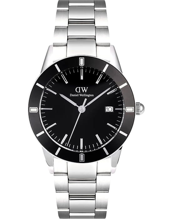 Daniel Wellington Daniel Wellington Iconic Paradigma Link Black Enamel DW00100822  DW00100822 кварцевые мужские часы черный циферблат, браслет нержавеющая сталь — вид спереди