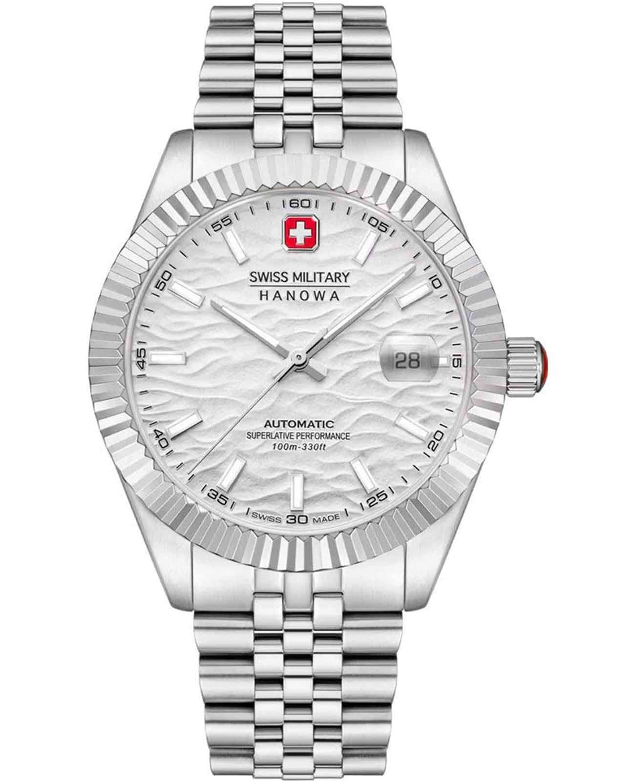 Swiss Military Hanowa Swiss Military Hanowa Master Diligenter SMWGL0005402  SMWGL0005402 механические мужские часы серебристый циферблат, браслет нержавеющая сталь — вид спереди
