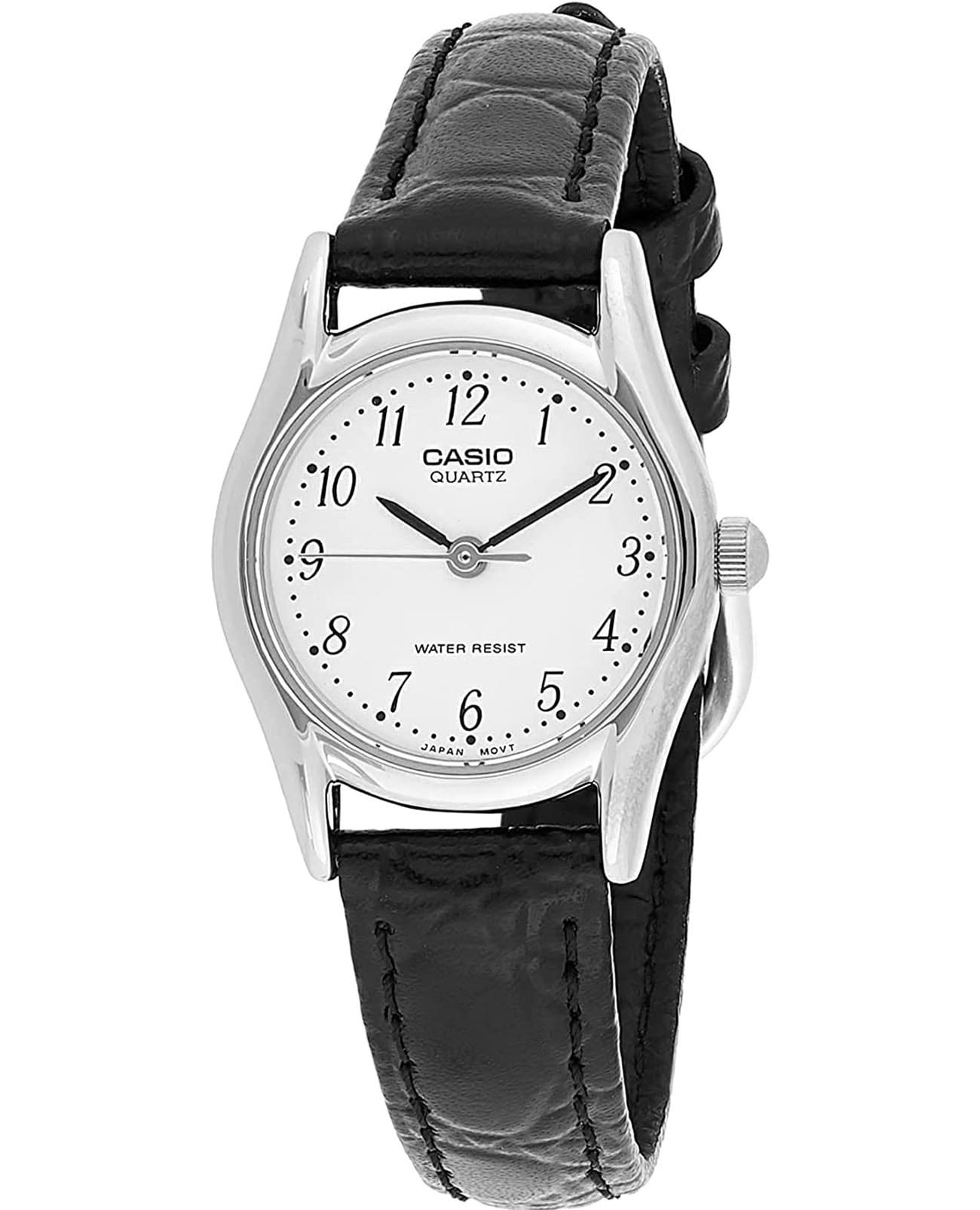 Casio Casio Collection LTP-1094E-7B  LTP-1094E-7B кварцевые женские часы белый циферблат, браслет кожаный — вид спереди