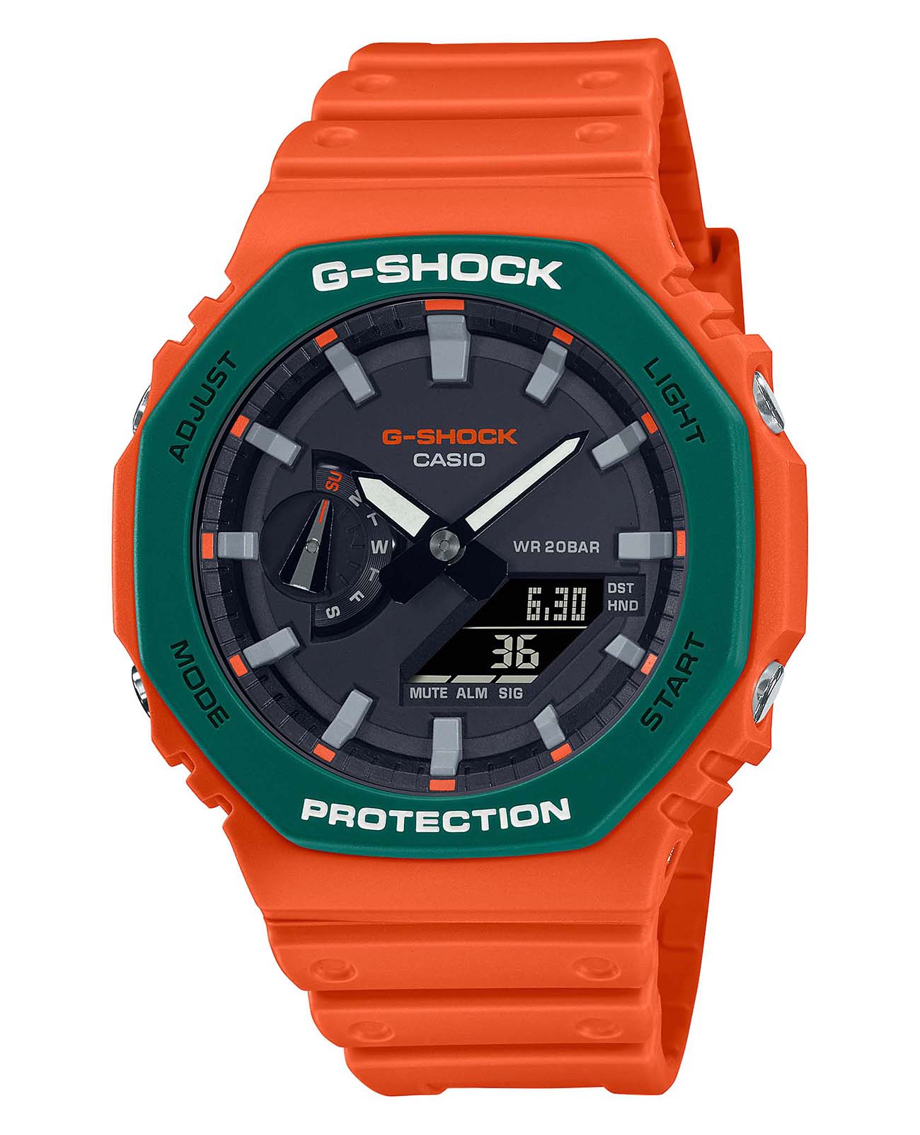 Casio Casio G-Shock GA-2110SC-4A GA GA-2110SC-4A электронные мужские часы серый циферблат, браслет пластик — вид спереди