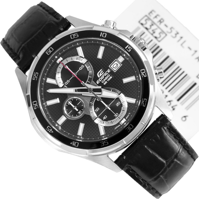 Casio Casio Edifice EFR-531L-1A, edifice япония мужские часы на браслете кожаный боковой вид